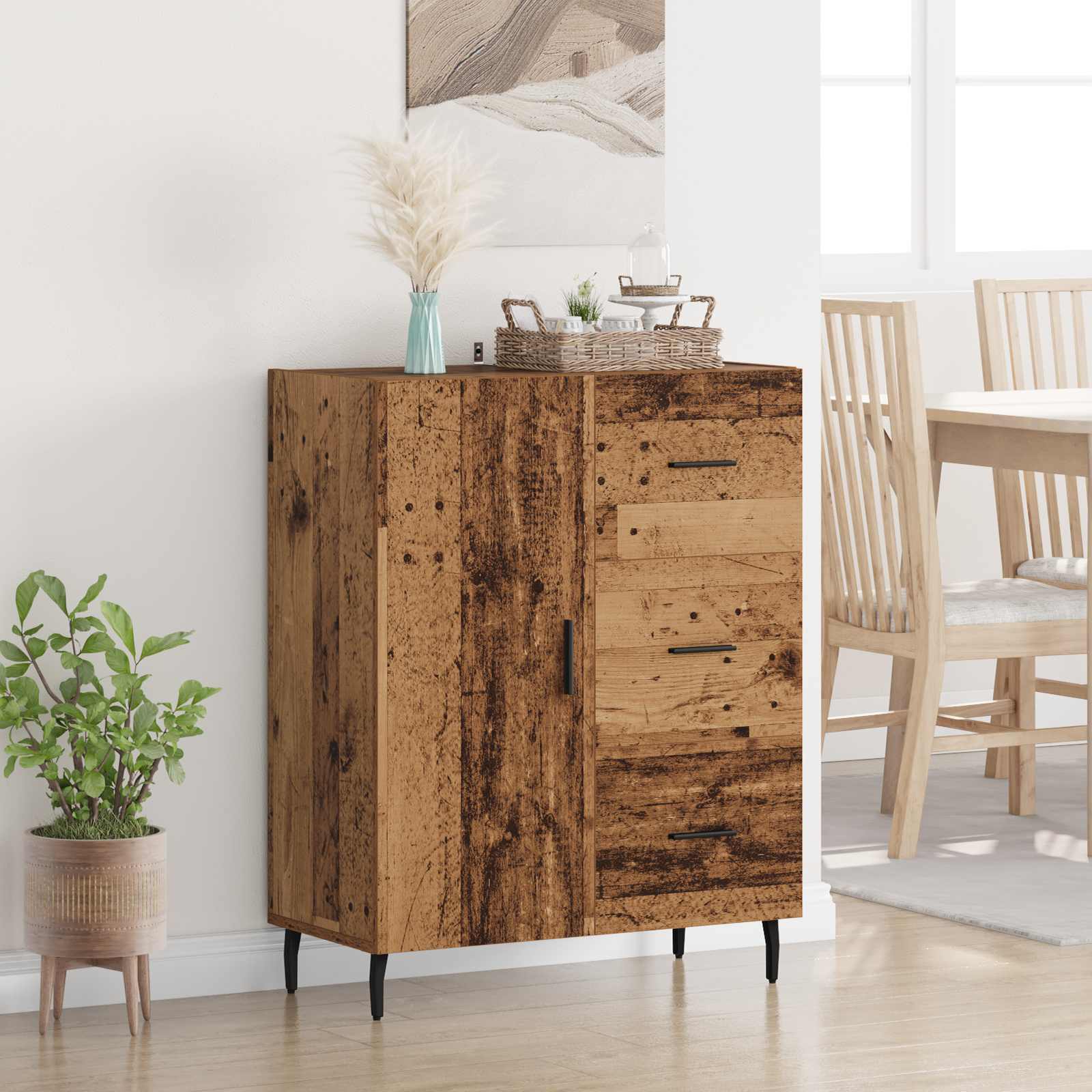 Dressoir Oud Hout 69,5 x 34 x 90 cm Gemonteerd hout en ijzer is nu te koop bij PeponiXL, paradijselijk wonen!