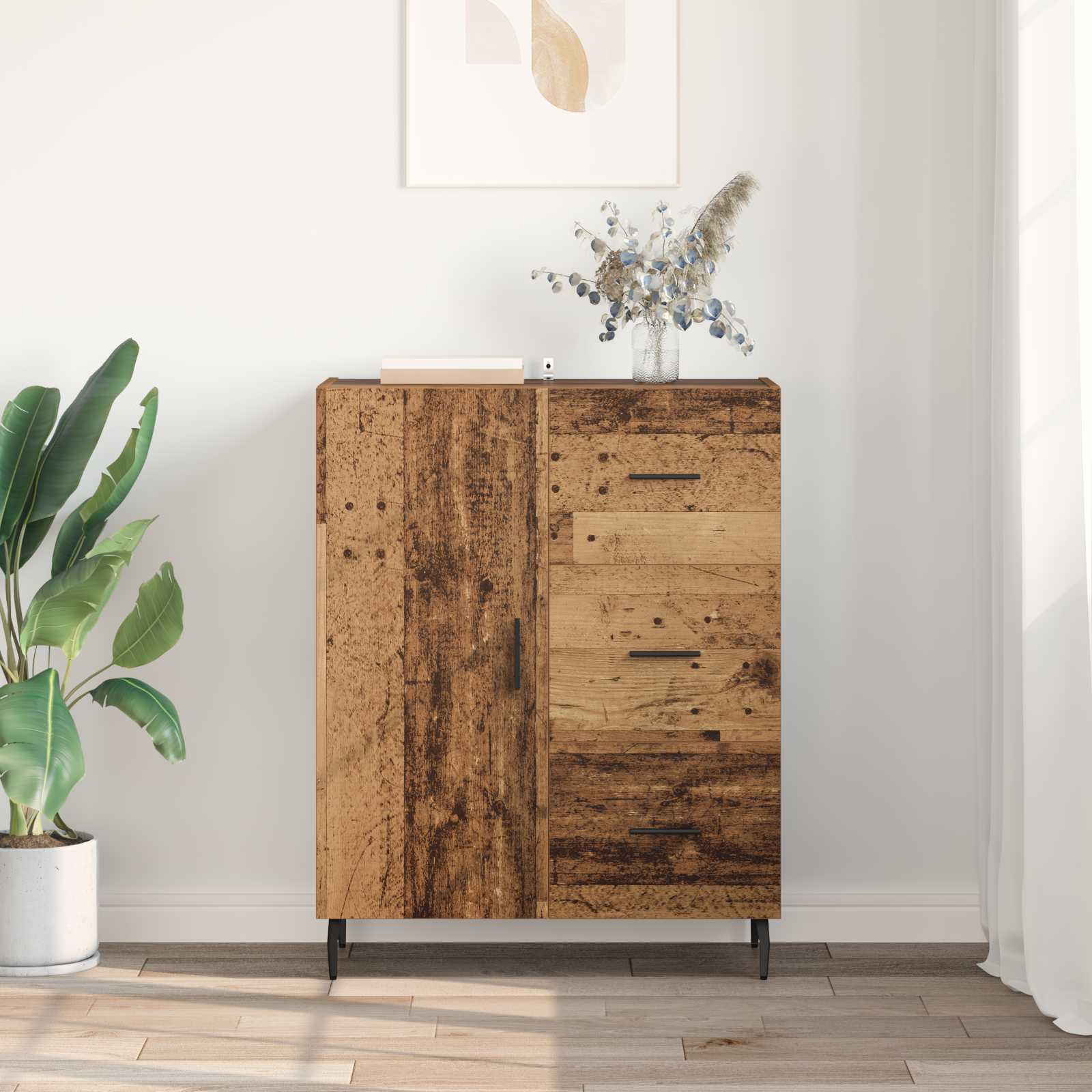 Dressoir Oud Hout 69,5 x 34 x 90 cm Gemonteerd hout en ijzer is nu te koop bij PeponiXL, paradijselijk wonen!