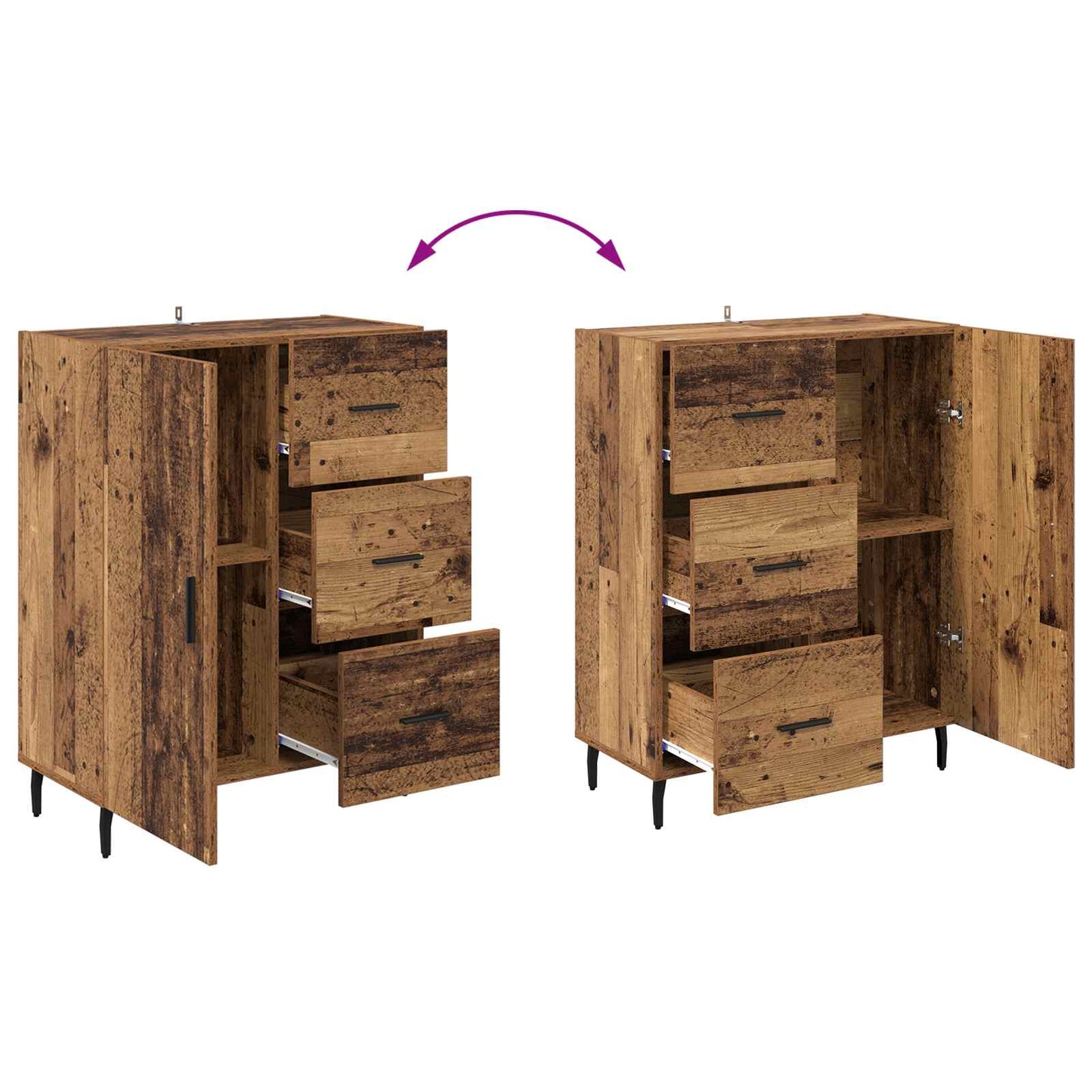 Dressoir Oud Hout 69,5 x 34 x 90 cm Gemonteerd hout en ijzer is nu te koop bij PeponiXL, paradijselijk wonen!
