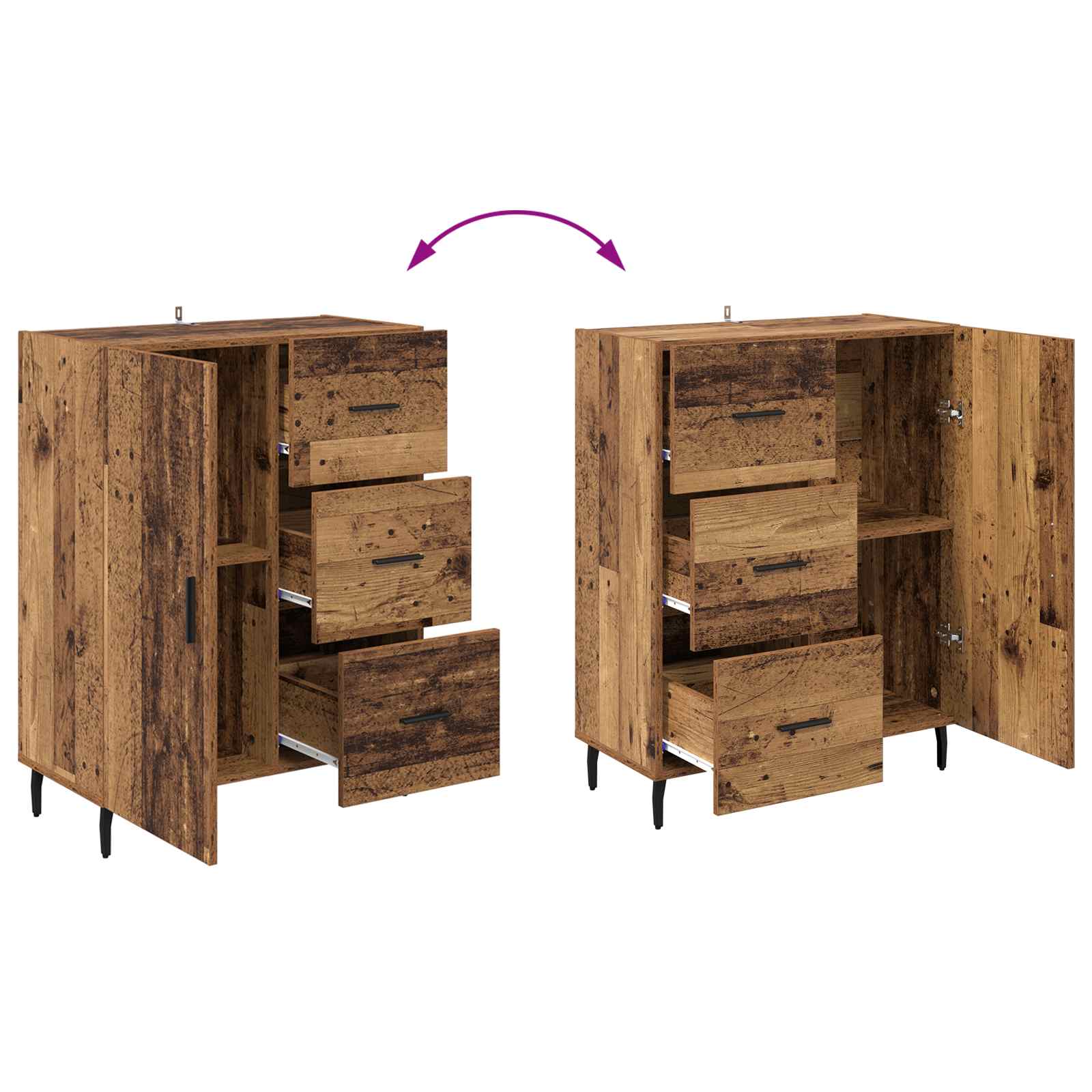 Dressoir Oud Hout 69,5 x 34 x 90 cm Gemonteerd hout en ijzer is nu te koop bij PeponiXL, paradijselijk wonen!