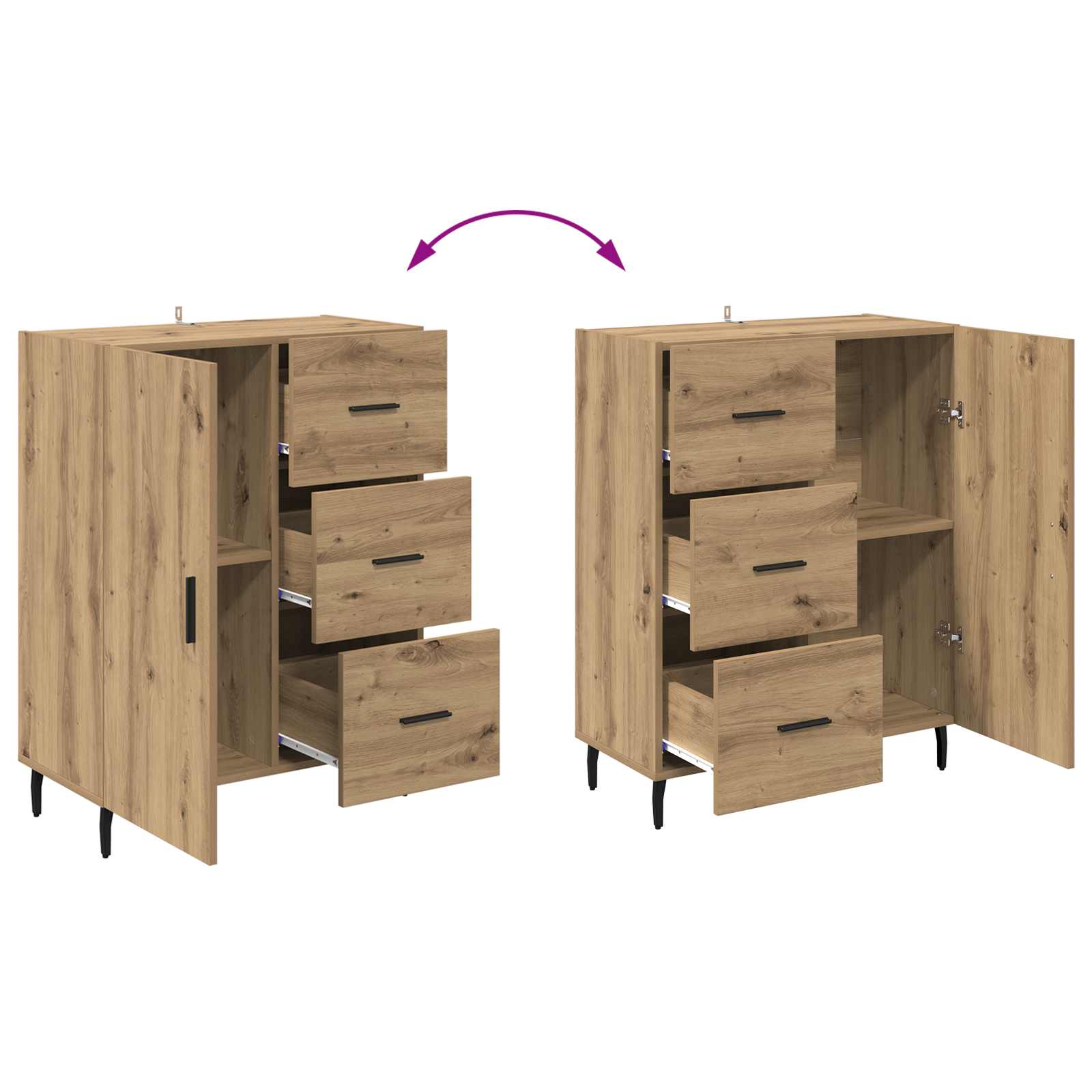 Dressoir met lade Artisan Eiken 69,5 x 34 x 90 cm is nu te koop bij PeponiXL, paradijselijk wonen!