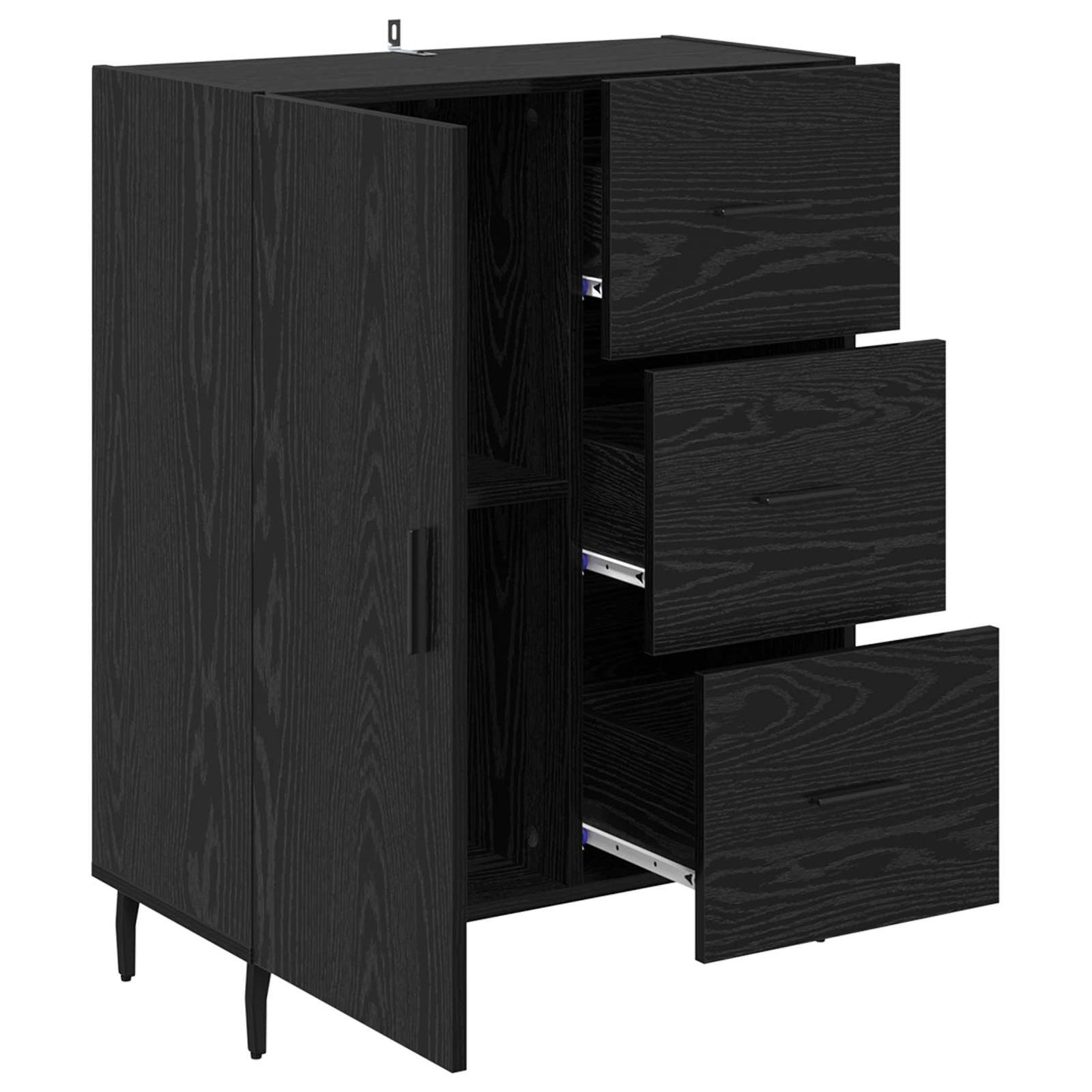 Dressoir Zwart Eiken 69,5 x 34 x 90 cm Gemonteerd hout en ijzer is nu te koop bij PeponiXL, paradijselijk wonen!