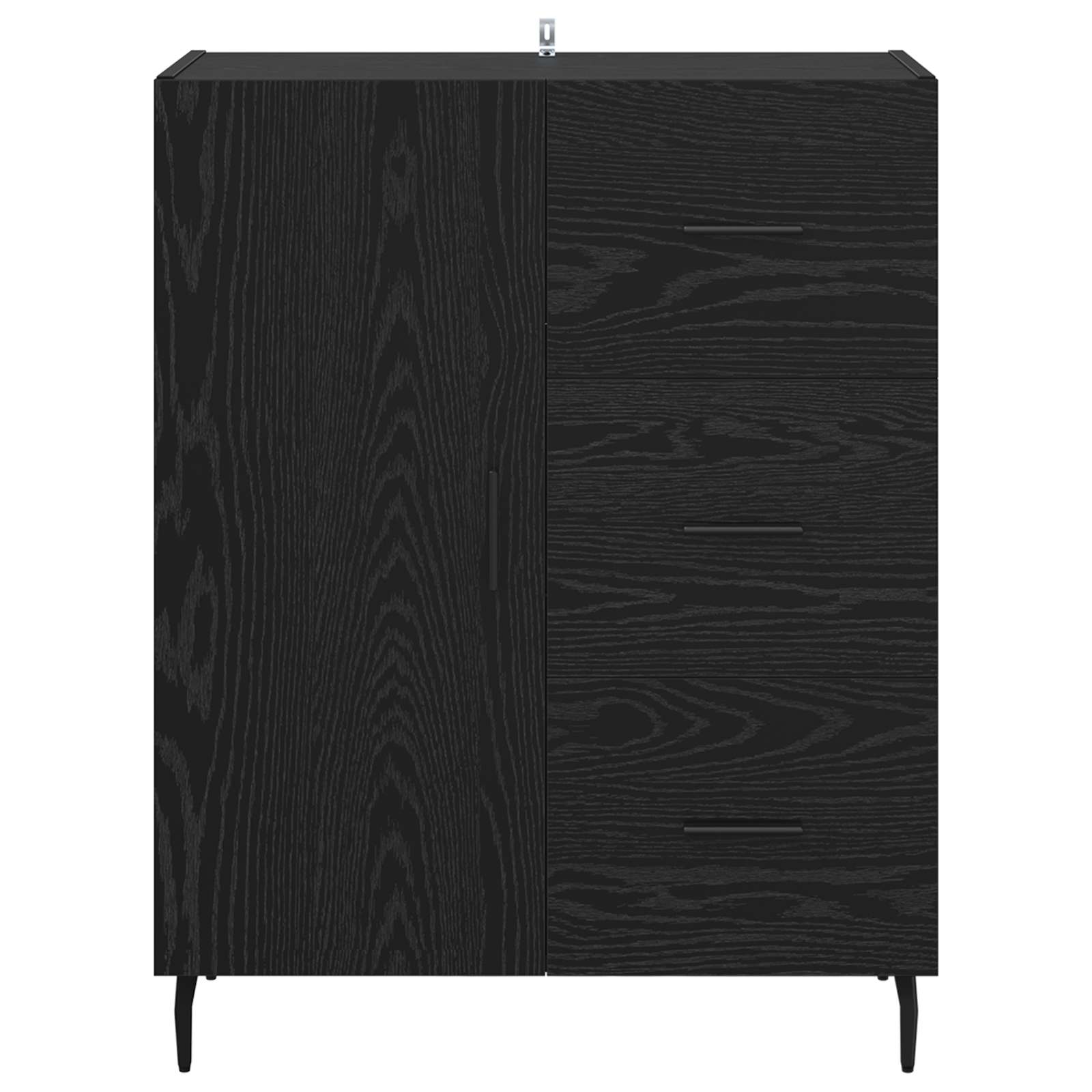 Dressoir Zwart Eiken 69,5 x 34 x 90 cm Gemonteerd hout en ijzer is nu te koop bij PeponiXL, paradijselijk wonen!
