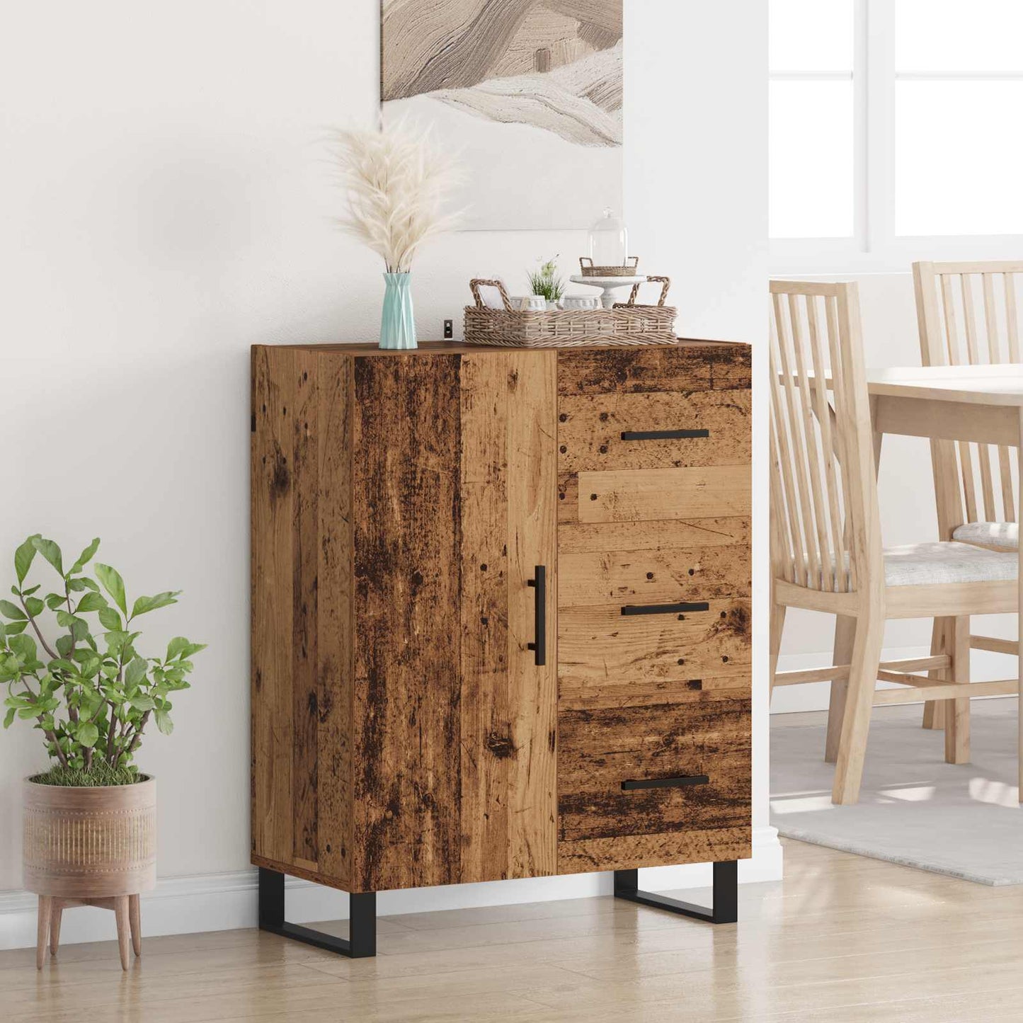 Dressoir Oud Hout 69,5 x 34 x 90 cm Gemonteerd hout en ijzer is nu te koop bij PeponiXL, paradijselijk wonen!