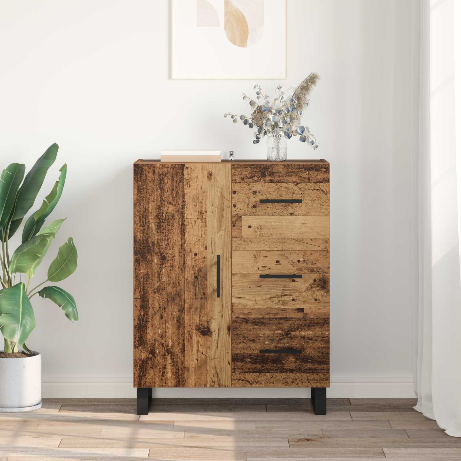 Dressoir Oud Hout 69,5 x 34 x 90 cm Gemonteerd hout en ijzer is nu te koop bij PeponiXL, paradijselijk wonen!