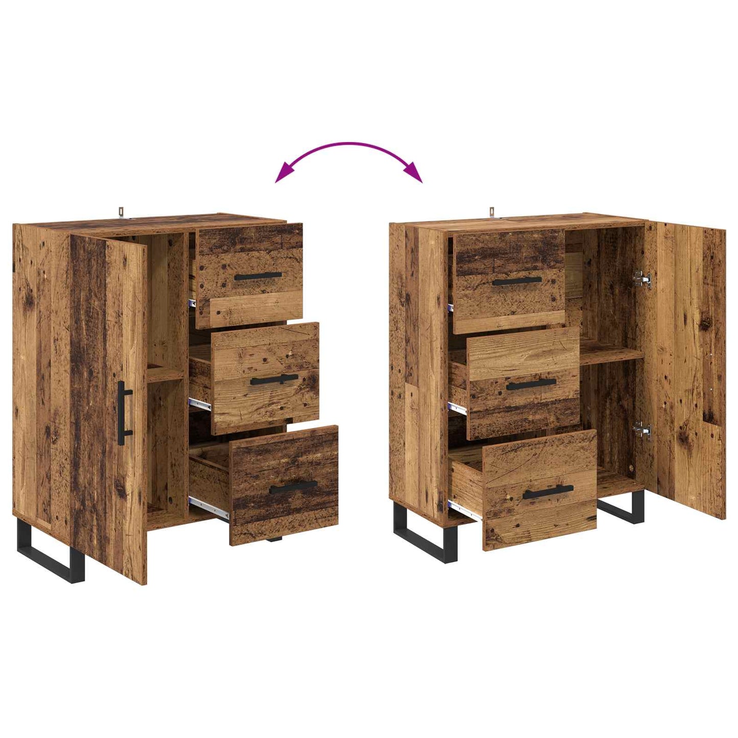 Dressoir Oud Hout 69,5 x 34 x 90 cm Gemonteerd hout en ijzer is nu te koop bij PeponiXL, paradijselijk wonen!