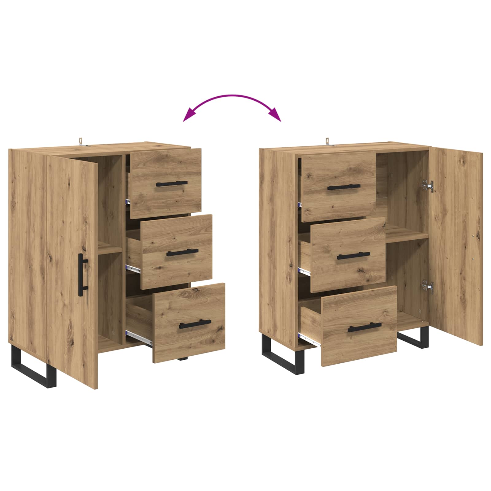 Dressoir met lade Artisan Eiken 69,5 x 34 x 90 cm is nu te koop bij PeponiXL, paradijselijk wonen!