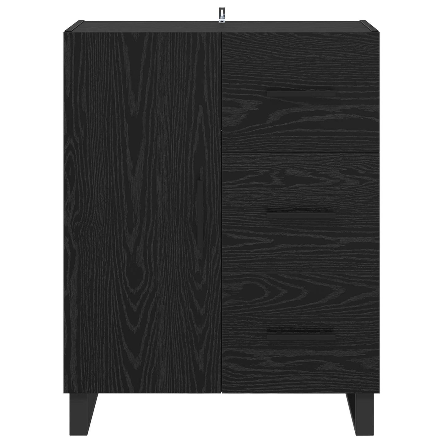 Dressoir Zwart Eiken 69,5 x 34 x 90 cm Gemonteerd hout en ijzer is nu te koop bij PeponiXL, paradijselijk wonen!