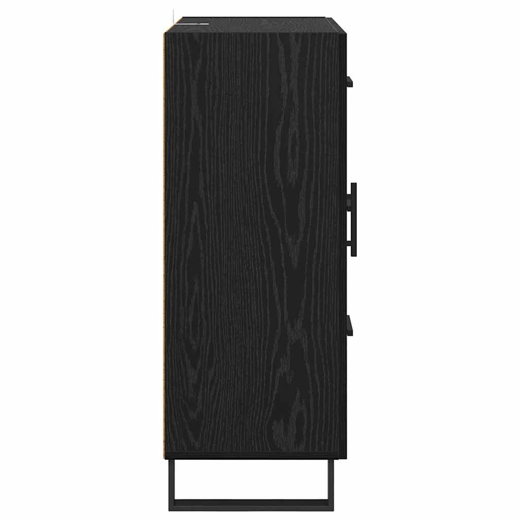 Dressoir Zwart Eiken 69,5 x 34 x 90 cm Gemonteerd hout en ijzer is nu te koop bij PeponiXL, paradijselijk wonen!