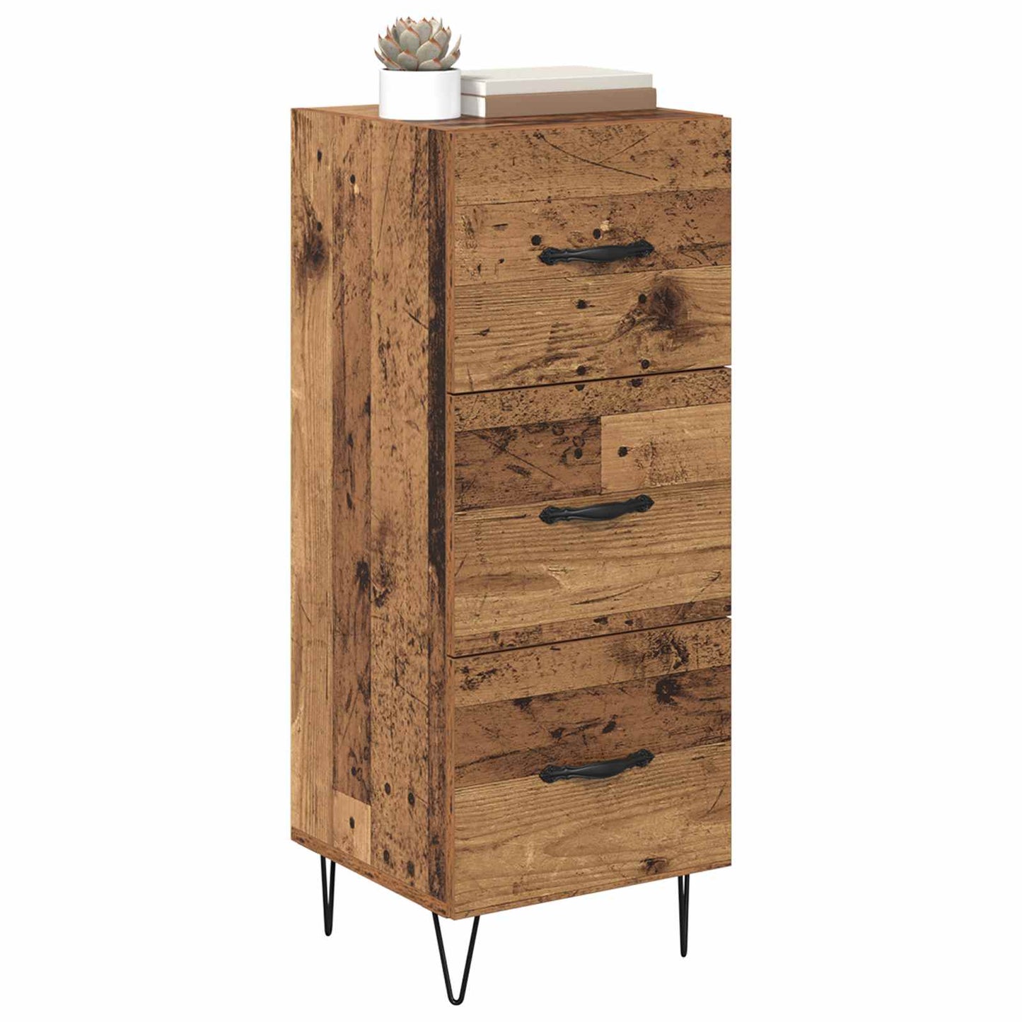 Dressoir met lade Oud hout 34 x 34.5 x 90 cm Bewerkt hout is nu te koop bij PeponiXL, paradijselijk wonen!