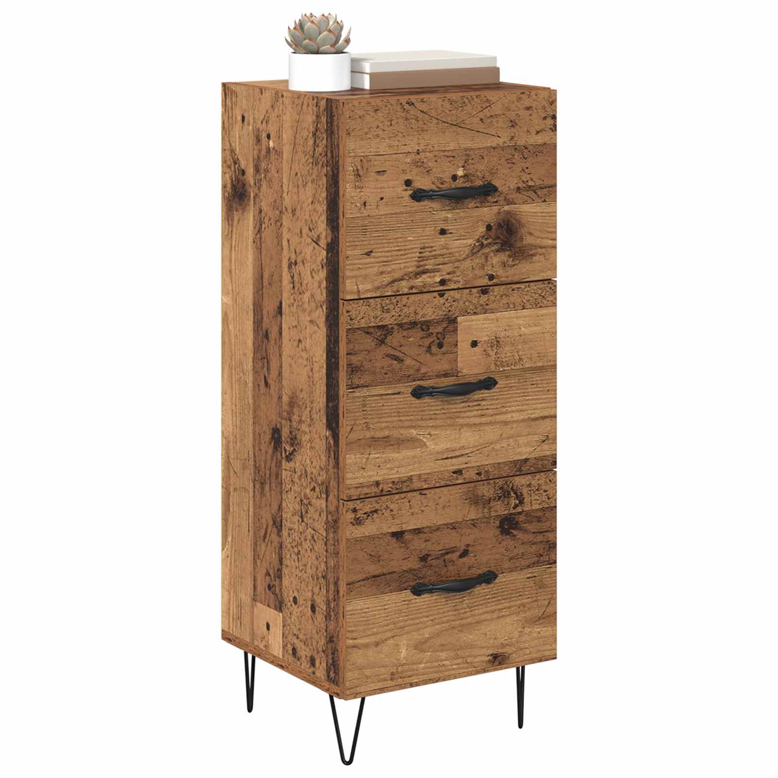 Dressoir met lade Oud hout 34 x 34.5 x 90 cm Bewerkt hout is nu te koop bij PeponiXL, paradijselijk wonen!