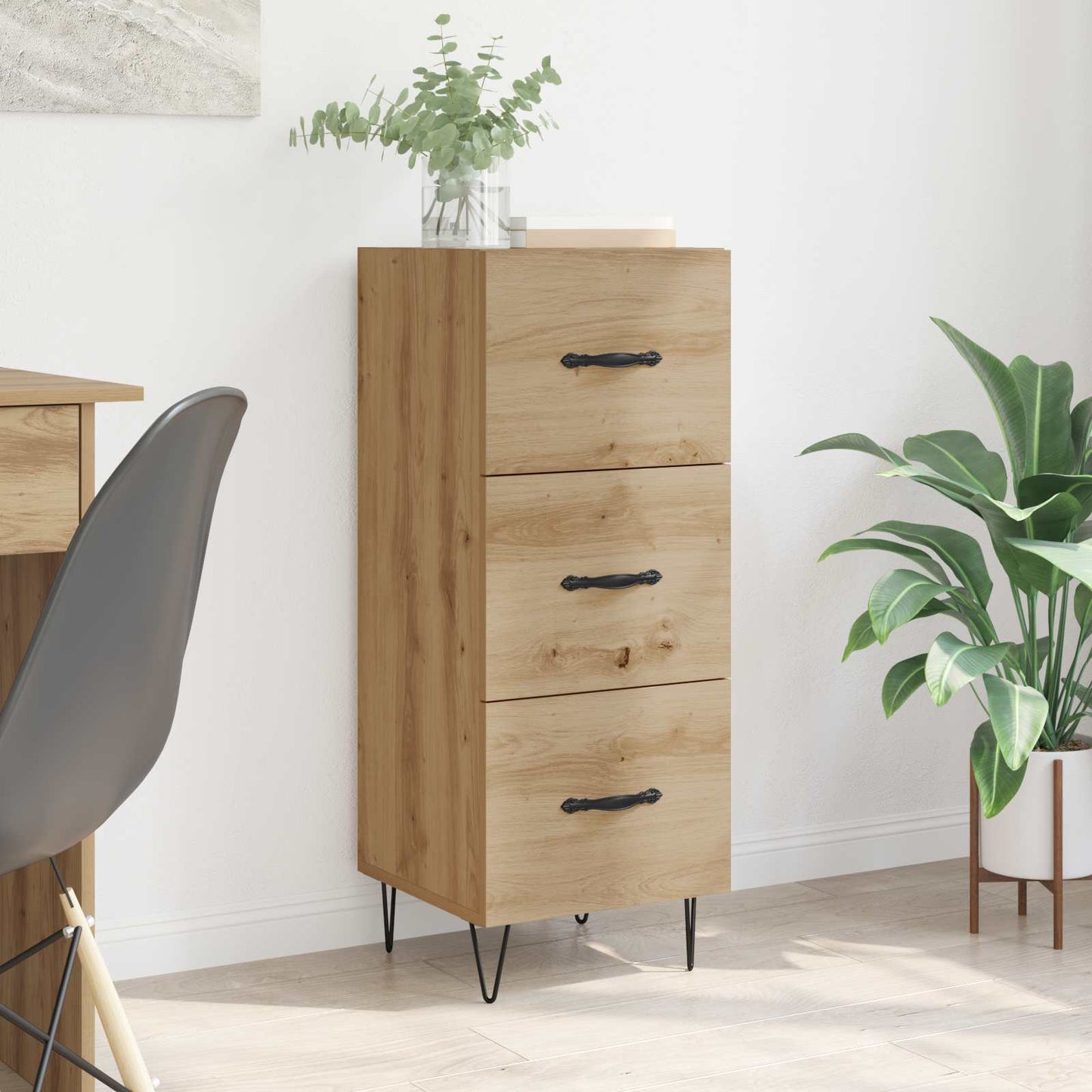 Dressoir artisanaal eikenkleurig 34 x 34.5 x 90 cm Bewerkt hout is nu te koop bij PeponiXL, paradijselijk wonen!