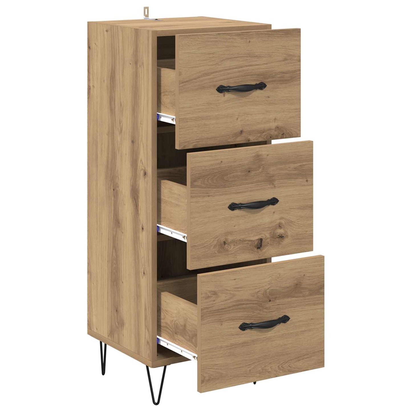 Dressoir artisanaal eikenkleurig 34 x 34.5 x 90 cm Bewerkt hout is nu te koop bij PeponiXL, paradijselijk wonen!