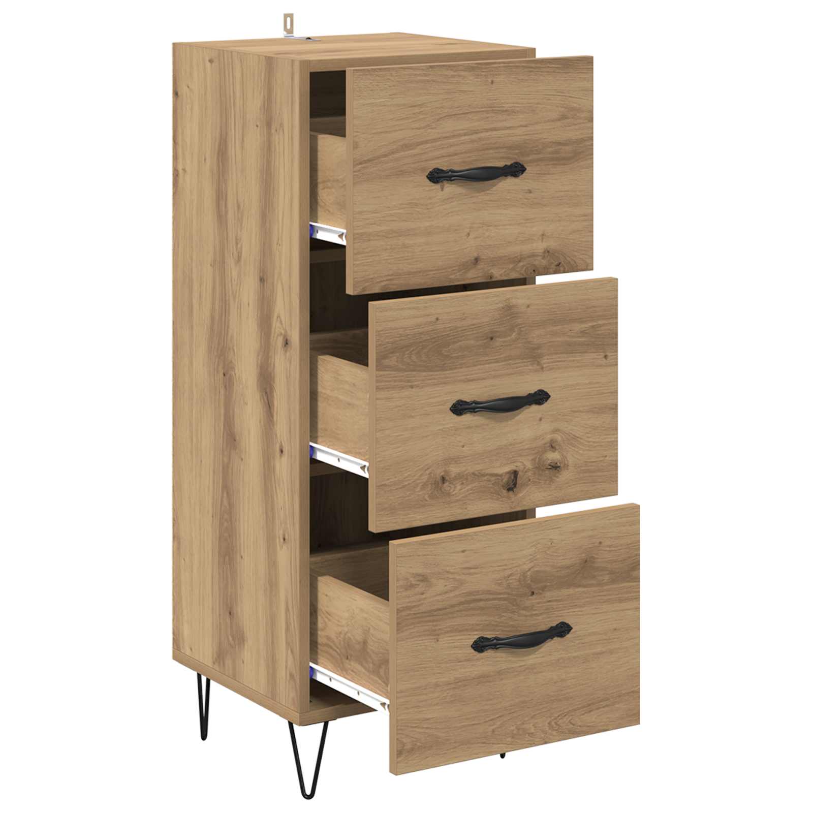 Dressoir artisanaal eikenkleurig 34 x 34.5 x 90 cm Bewerkt hout is nu te koop bij PeponiXL, paradijselijk wonen!