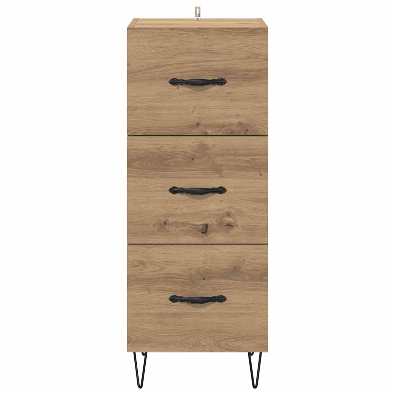 Dressoir artisanaal eikenkleurig 34 x 34.5 x 90 cm Bewerkt hout is nu te koop bij PeponiXL, paradijselijk wonen!