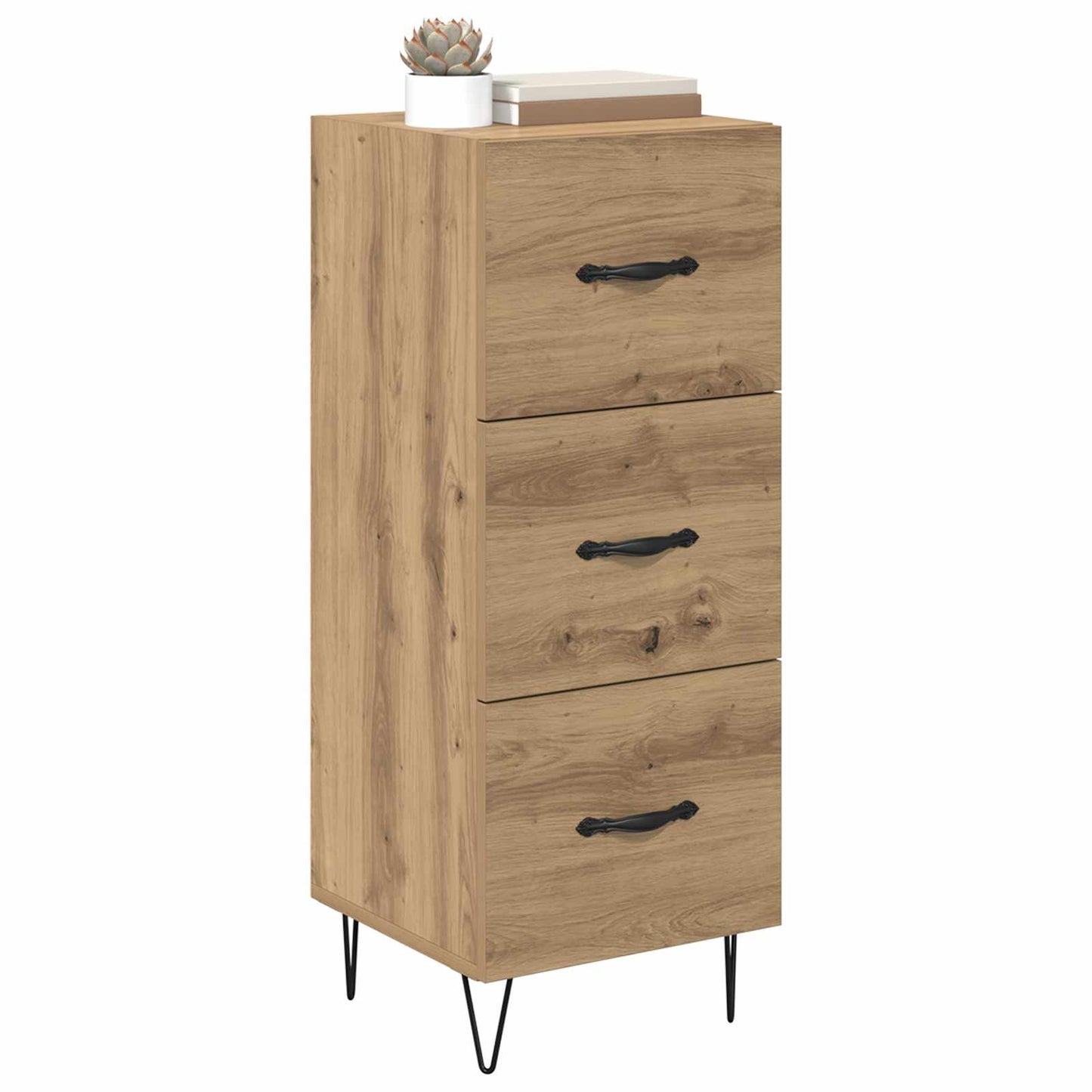 Dressoir artisanaal eikenkleurig 34 x 34.5 x 90 cm Bewerkt hout is nu te koop bij PeponiXL, paradijselijk wonen!