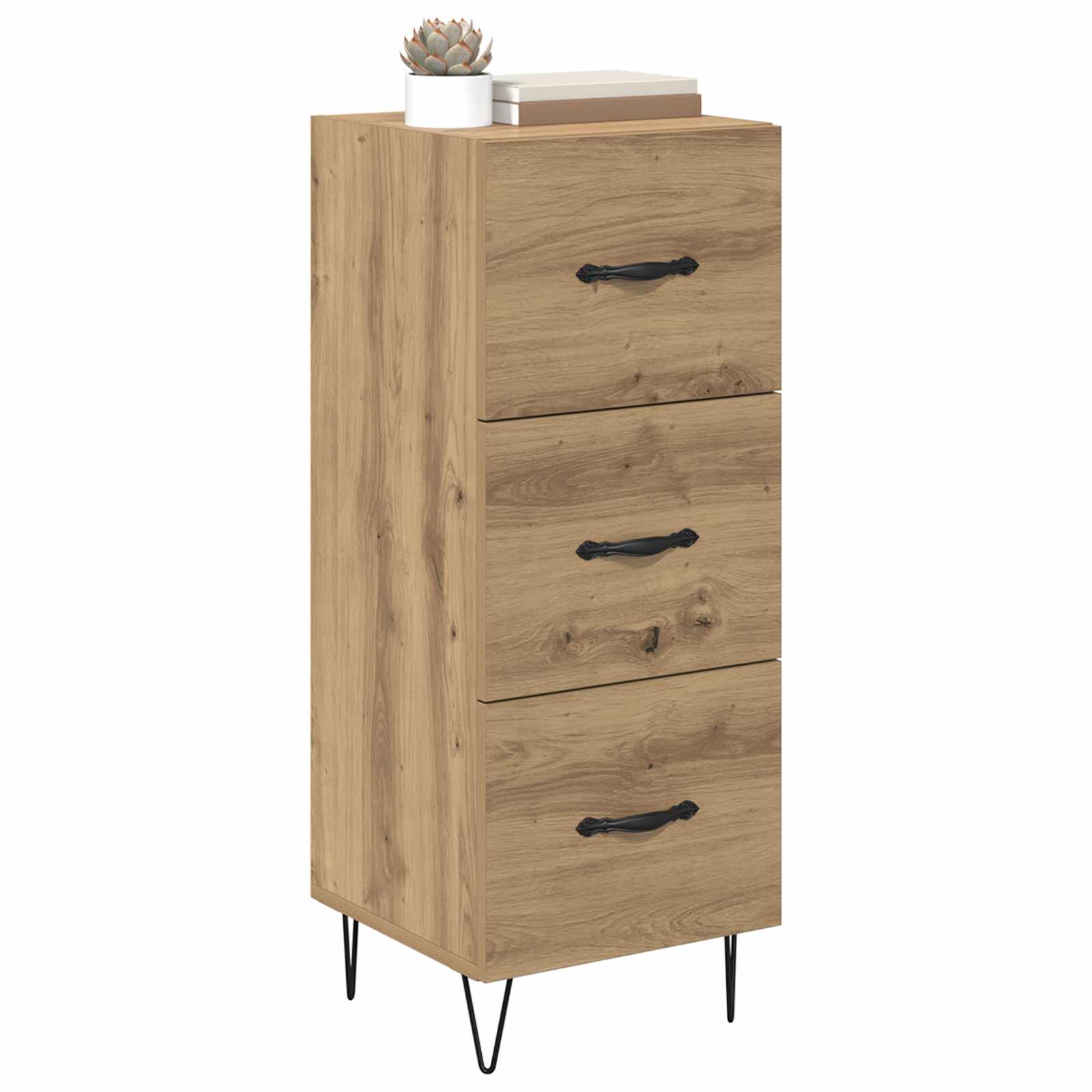 Dressoir artisanaal eikenkleurig 34 x 34.5 x 90 cm Bewerkt hout is nu te koop bij PeponiXL, paradijselijk wonen!
