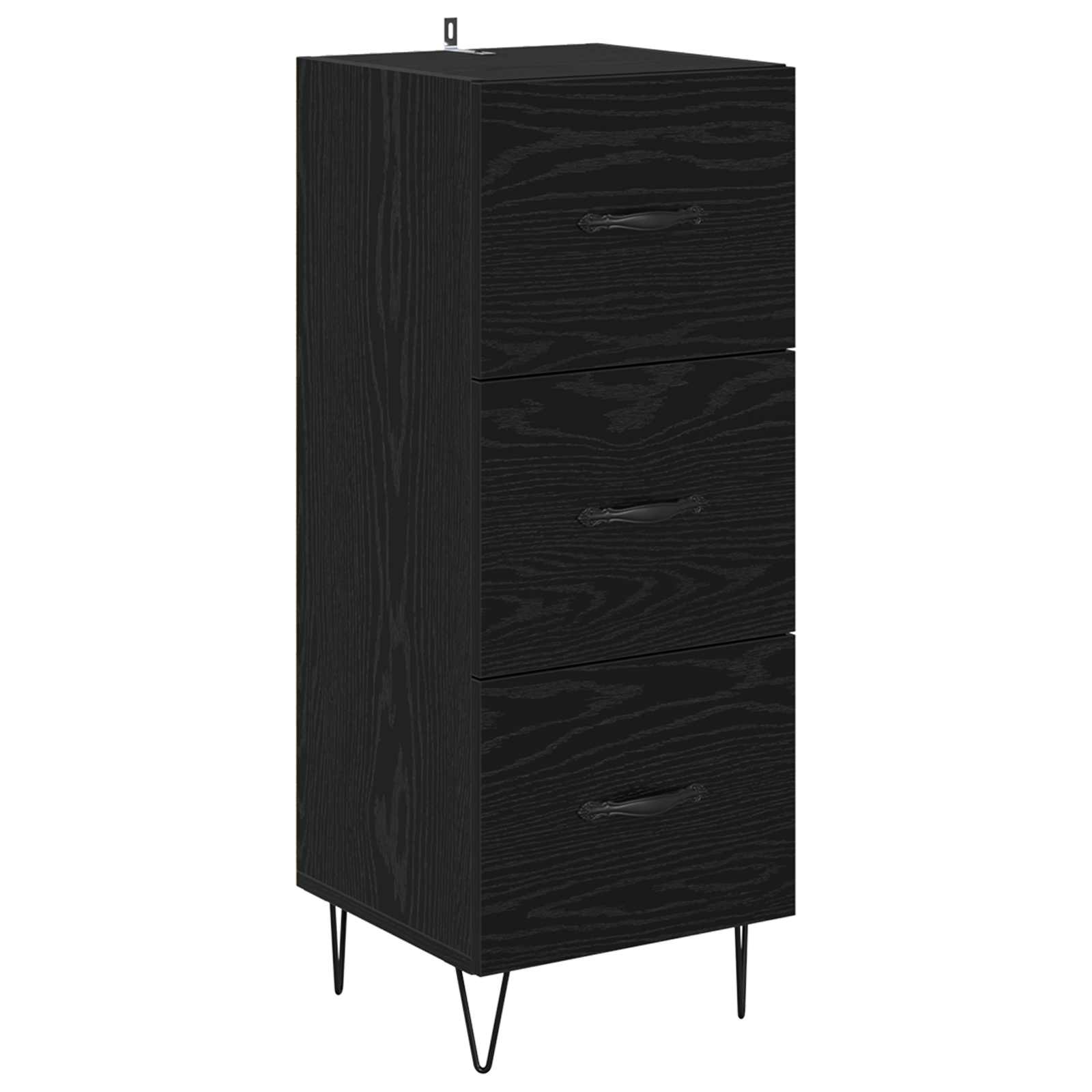 Dressoir Zwart eiken 34 x 34.5 x 90 cm Bewerkt hout is nu te koop bij PeponiXL, paradijselijk wonen!