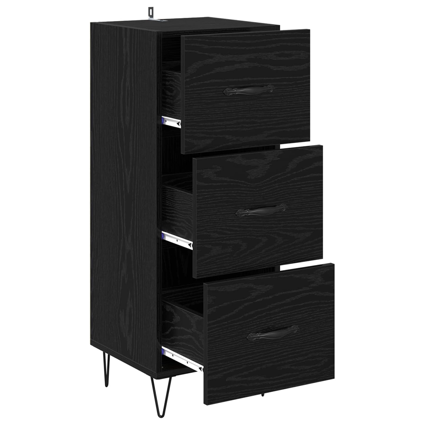 Dressoir Zwart eiken 34 x 34.5 x 90 cm Bewerkt hout is nu te koop bij PeponiXL, paradijselijk wonen!