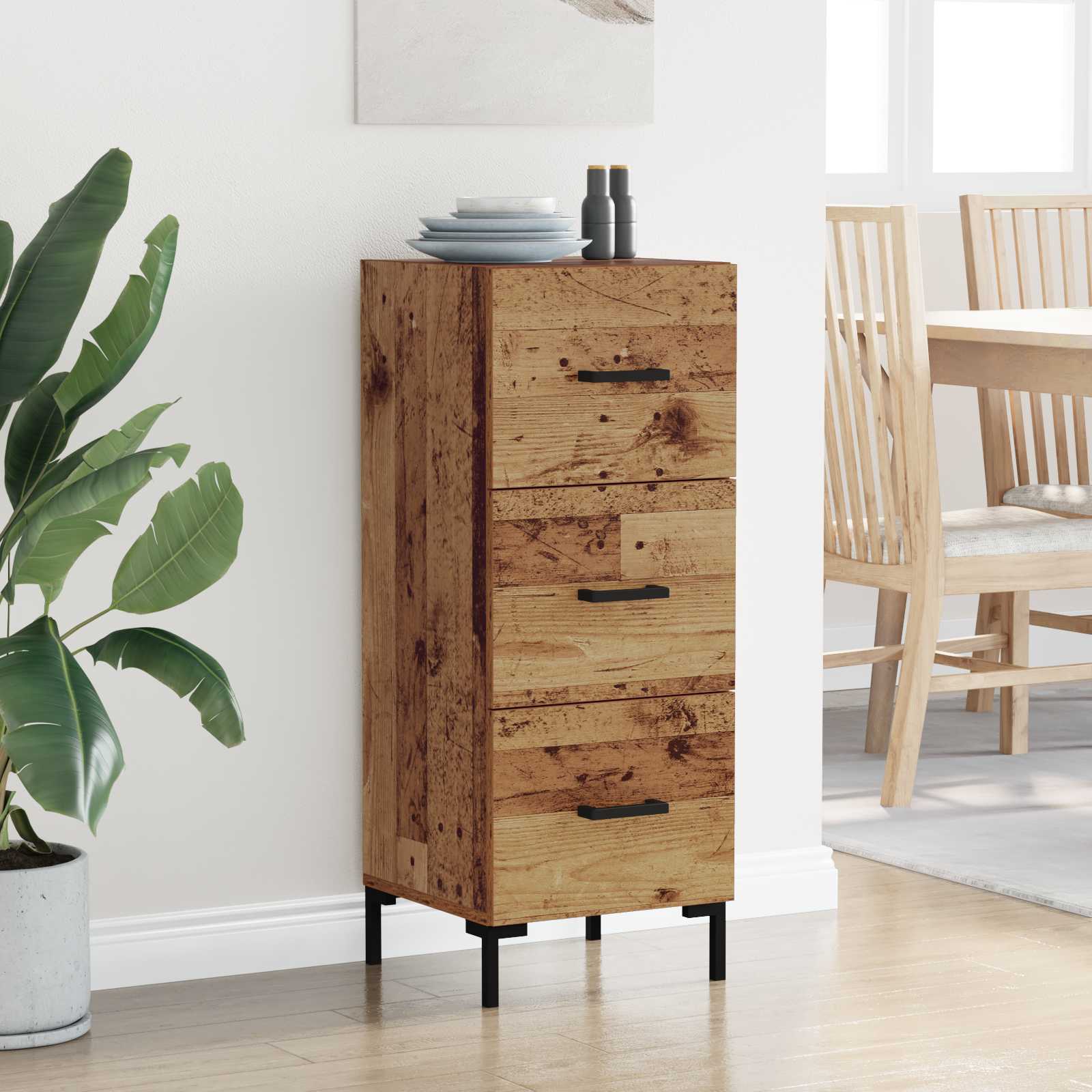 Dressoir met lade Oudhout 34,5 x 34 x 90 cm Bewerkt hout is nu te koop bij PeponiXL, paradijselijk wonen!