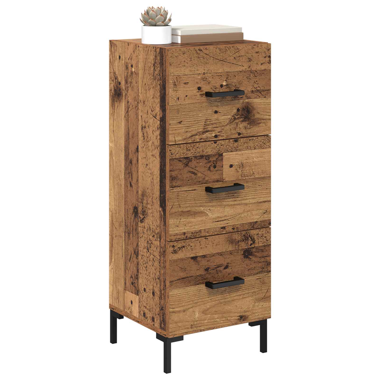 Dressoir met lade Oudhout 34,5 x 34 x 90 cm Bewerkt hout is nu te koop bij PeponiXL, paradijselijk wonen!