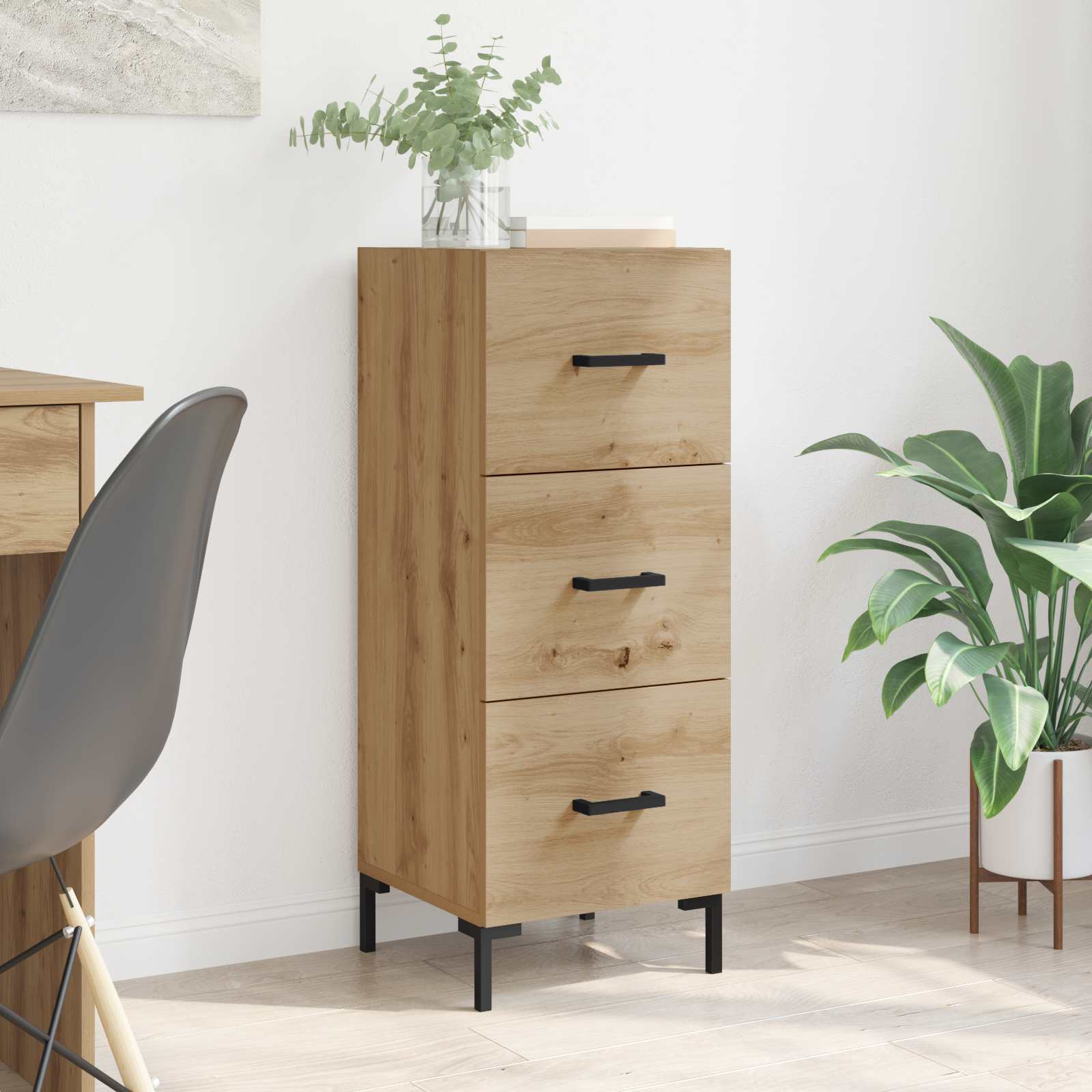 Dressoir met lade Artisan Eiken 34,5 x 34 x 90 cm Bewerkt hout is nu te koop bij PeponiXL, paradijselijk wonen!