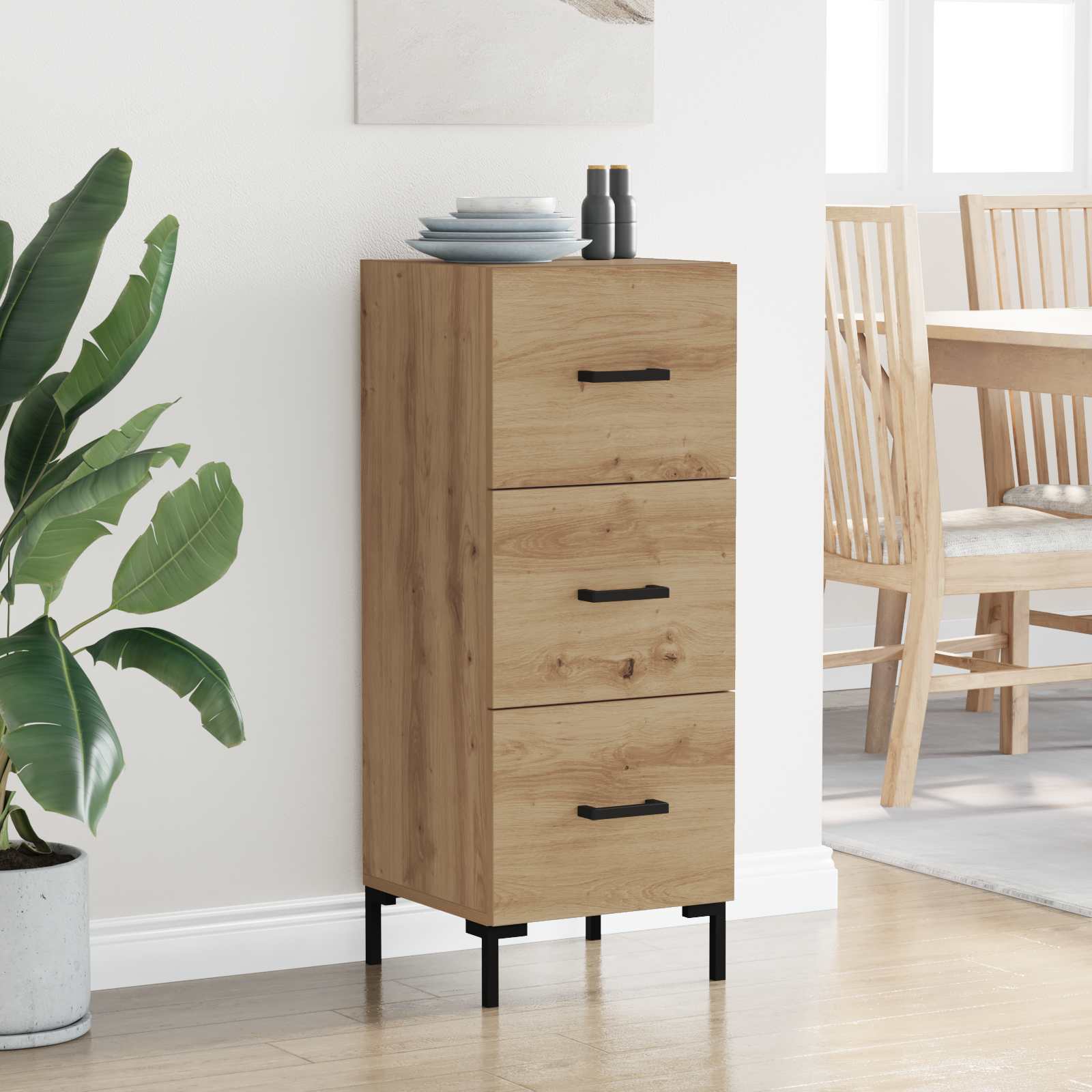 Dressoir met lade Artisan Eiken 34,5 x 34 x 90 cm Bewerkt hout is nu te koop bij PeponiXL, paradijselijk wonen!