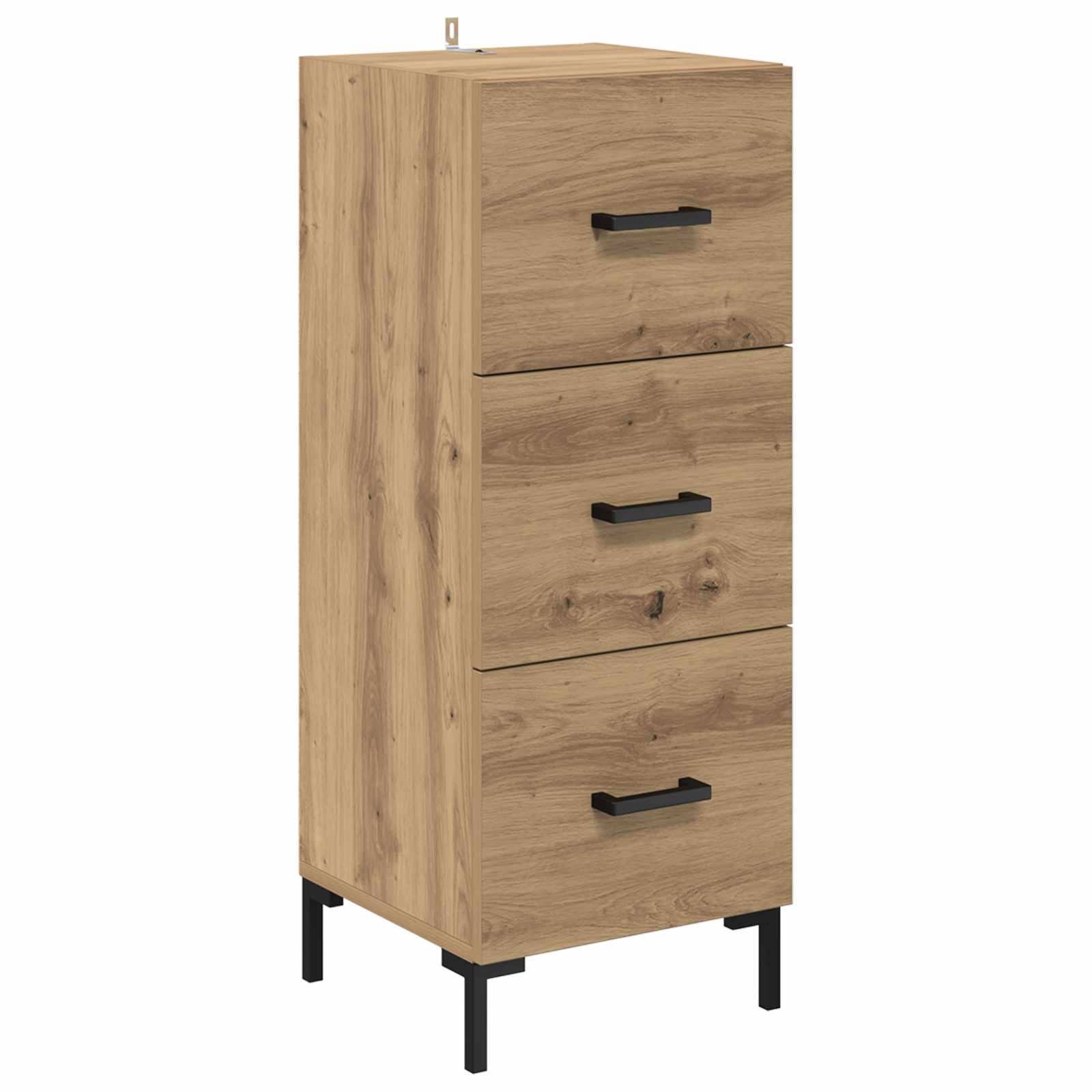 Dressoir met lade Artisan Eiken 34,5 x 34 x 90 cm Bewerkt hout is nu te koop bij PeponiXL, paradijselijk wonen!