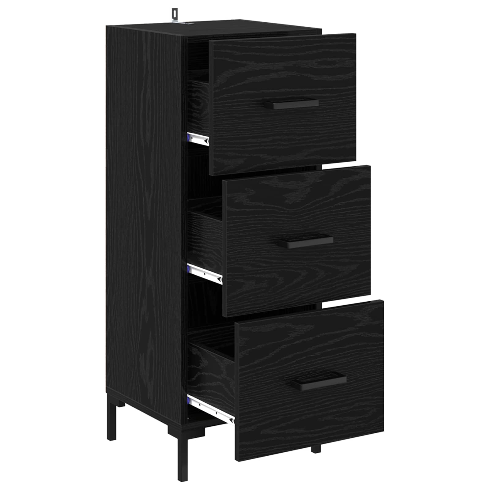 Dressoir met lade Zwart Eiken 34,5 x 34 x 90 cm Bewerkt hout is nu te koop bij PeponiXL, paradijselijk wonen!
