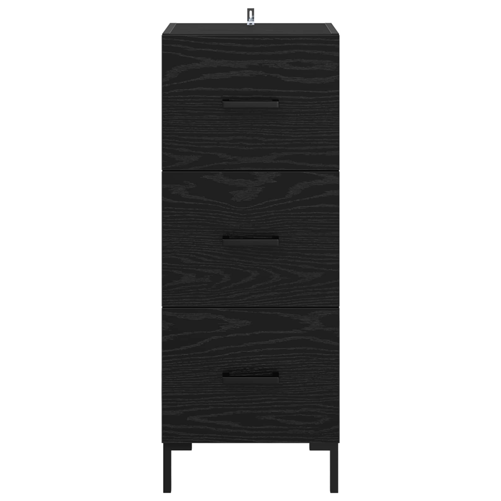 Dressoir met lade Zwart Eiken 34,5 x 34 x 90 cm Bewerkt hout is nu te koop bij PeponiXL, paradijselijk wonen!