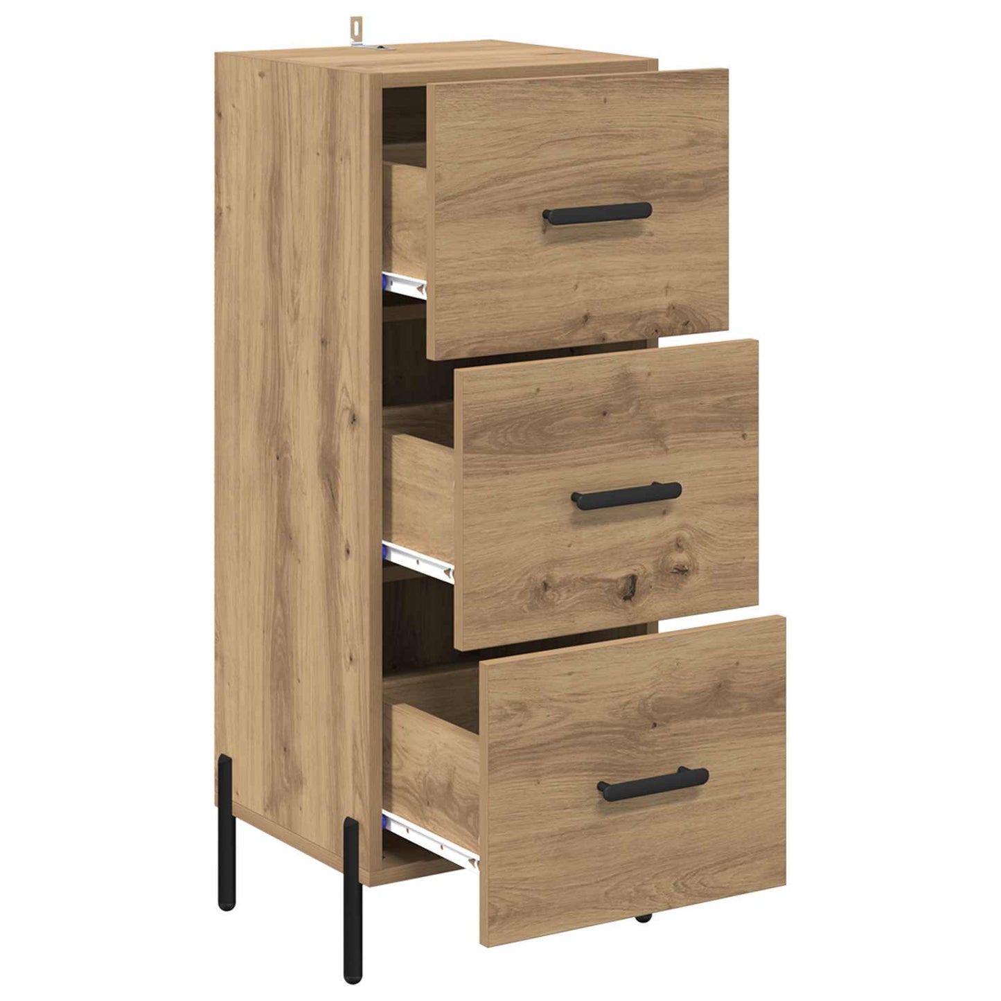 Dressoir artisanaal eikenkleurig 34 x 34.5 x 90 cm Bewerkt hout is nu te koop bij PeponiXL, paradijselijk wonen!