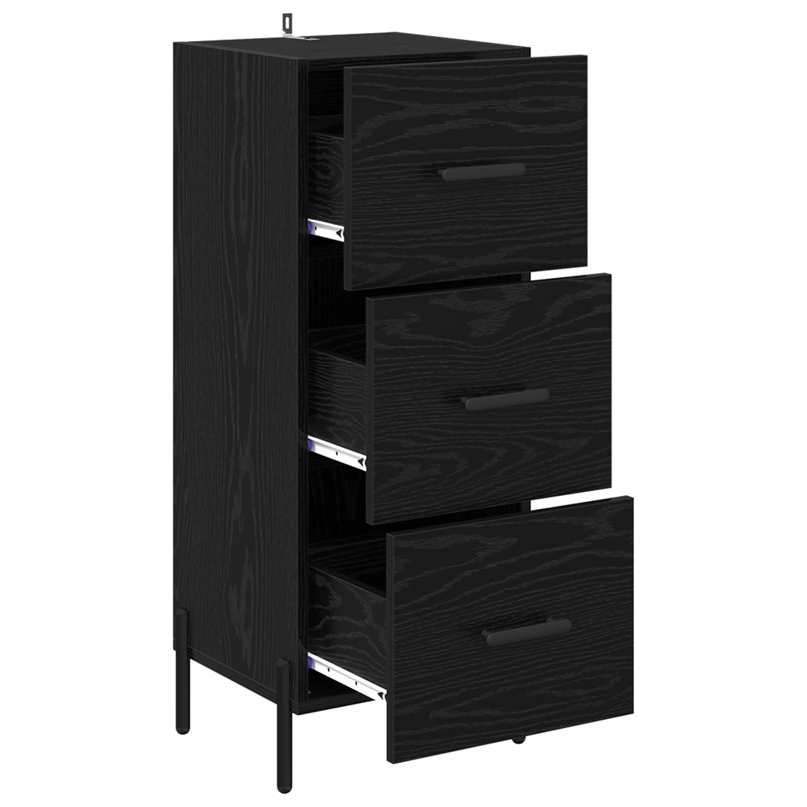 Dressoir met lade Zwart eiken 34 x 34.5 x 90 cm Bewerkt hout is nu te koop bij PeponiXL, paradijselijk wonen!