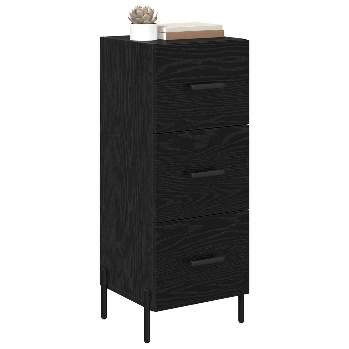 Dressoir met lade Zwart eiken 34 x 34.5 x 90 cm Bewerkt hout is nu te koop bij PeponiXL, paradijselijk wonen!