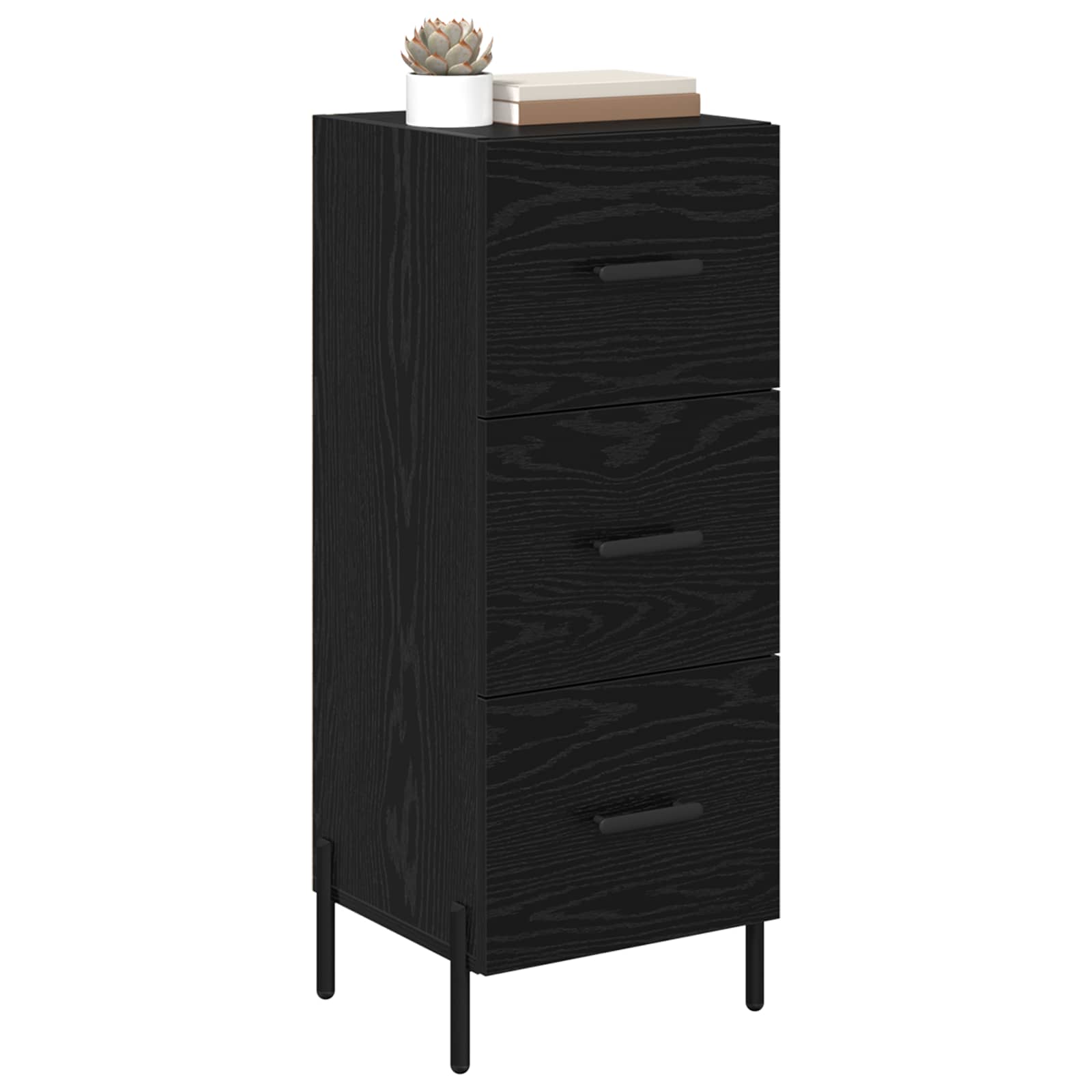 Dressoir met lade Zwart eiken 34 x 34.5 x 90 cm Bewerkt hout is nu te koop bij PeponiXL, paradijselijk wonen!