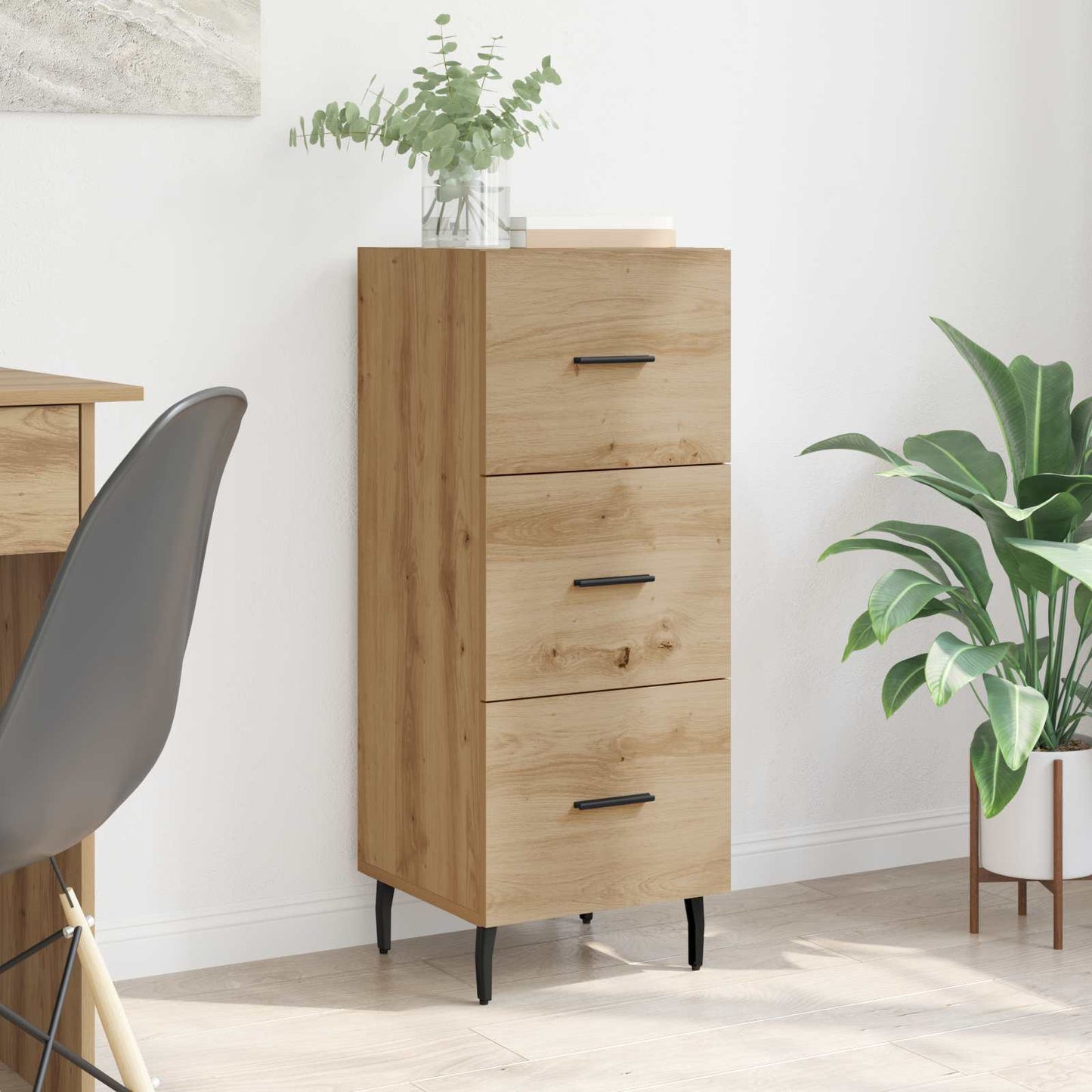 Dressoir artisanaal eikenkleurig 34 x 34.5 x 90 cm Bewerkt hout is nu te koop bij PeponiXL, paradijselijk wonen!