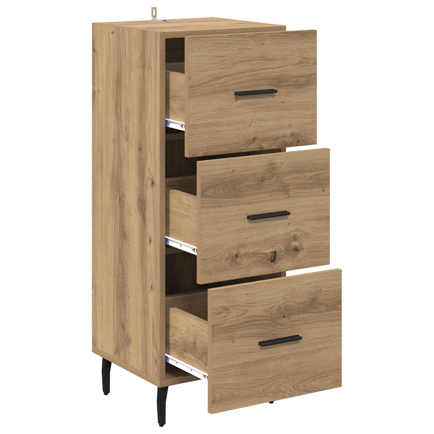Dressoir artisanaal eikenkleurig 34 x 34.5 x 90 cm Bewerkt hout is nu te koop bij PeponiXL, paradijselijk wonen!
