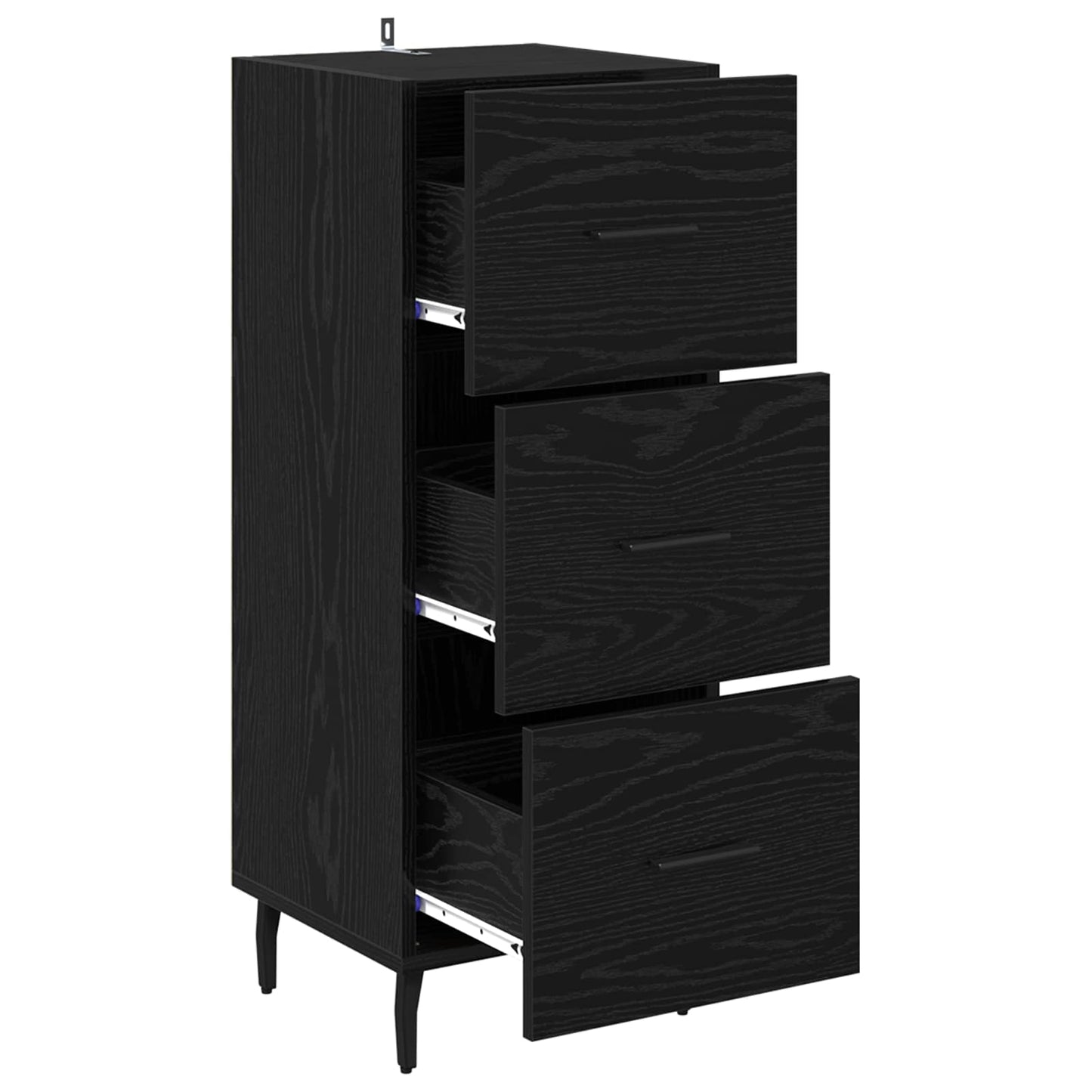 Dressoir met lade Zwart eiken 34 x 34.5 x 90 cm Bewerkt hout is nu te koop bij PeponiXL, paradijselijk wonen!