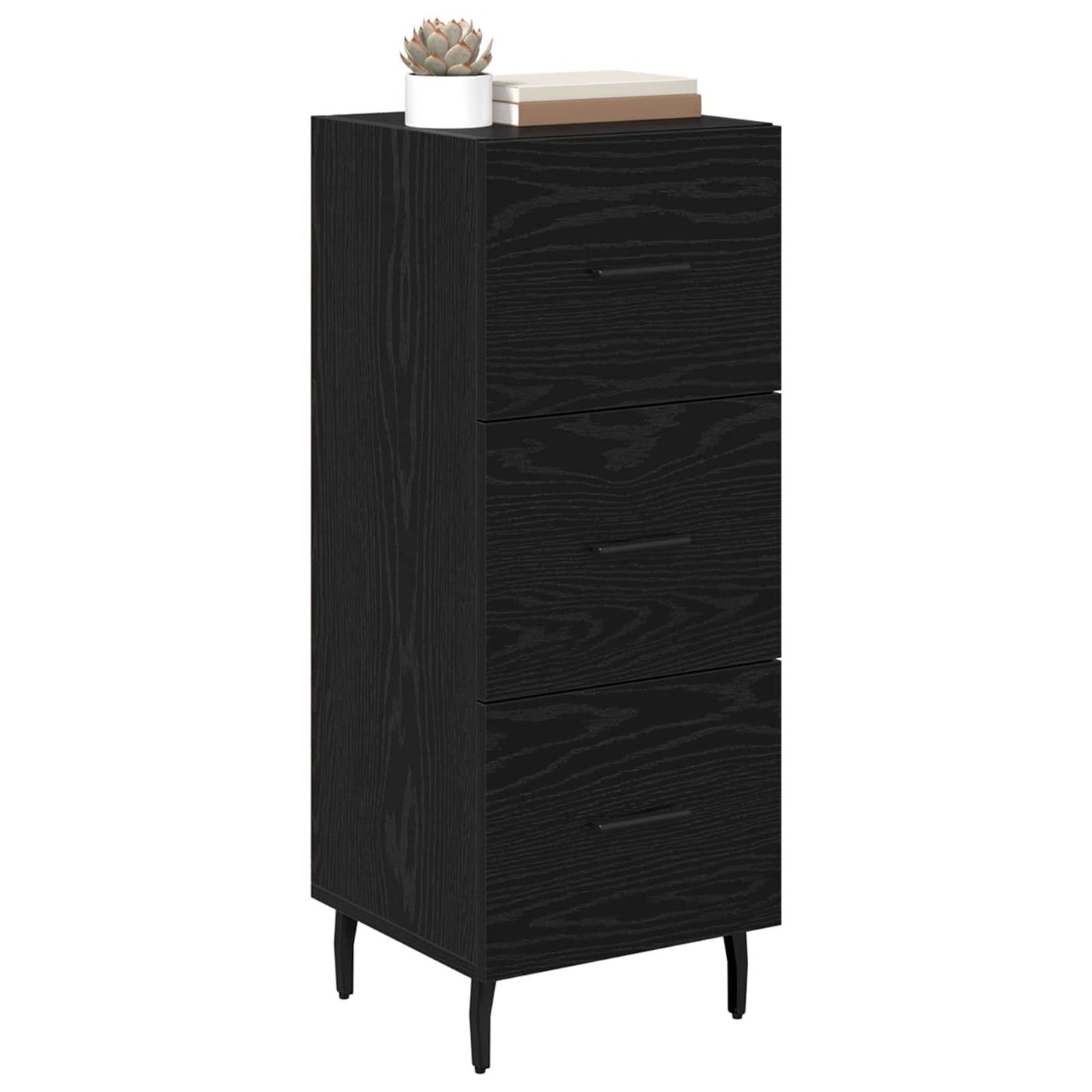 Dressoir met lade Zwart eiken 34 x 34.5 x 90 cm Bewerkt hout is nu te koop bij PeponiXL, paradijselijk wonen!