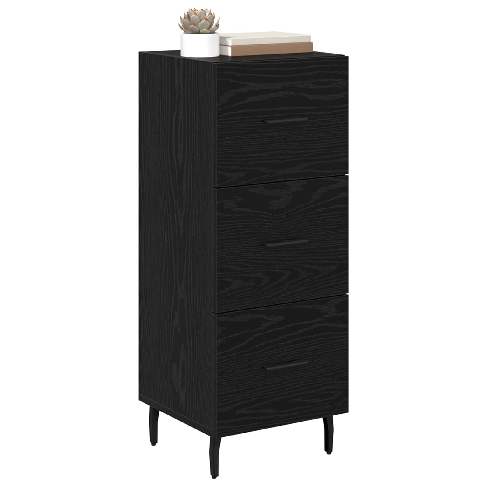 Dressoir met lade Zwart eiken 34 x 34.5 x 90 cm Bewerkt hout is nu te koop bij PeponiXL, paradijselijk wonen!