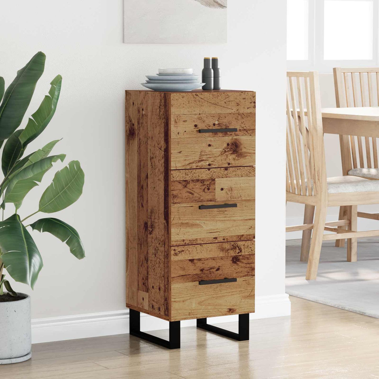Dressoir Oud Hout 34,5 x 34 x 90 cm Gemonteerd hout en ijzer is nu te koop bij PeponiXL, paradijselijk wonen!