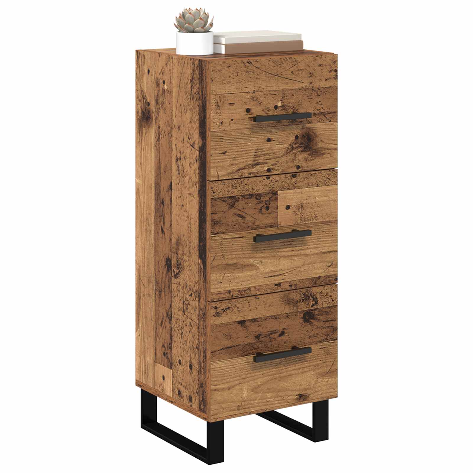 Dressoir Oud Hout 34,5 x 34 x 90 cm Gemonteerd hout en ijzer is nu te koop bij PeponiXL, paradijselijk wonen!