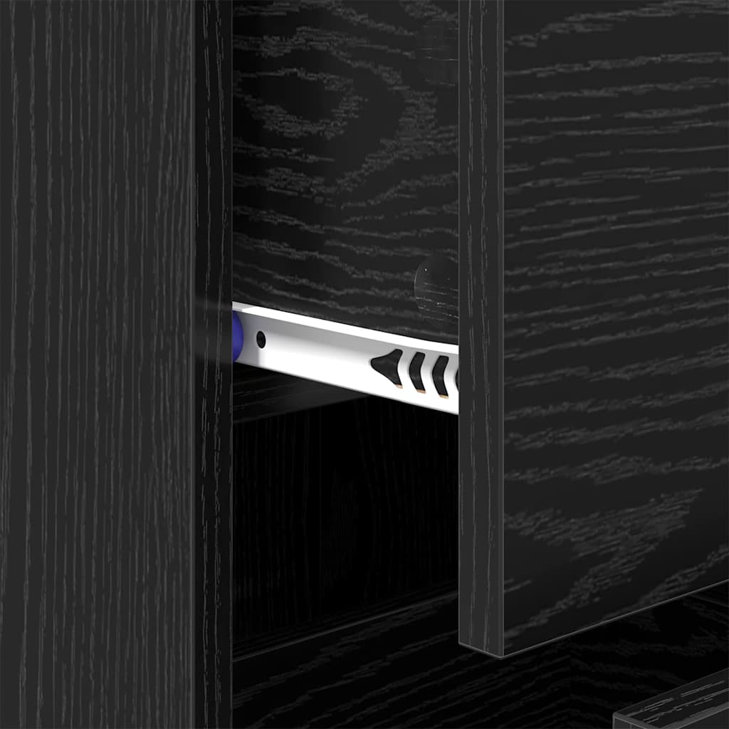 Dressoir Zwart Eiken 34,5 x 34 x 90 cm Gemonteerd hout en ijzer is nu te koop bij PeponiXL, paradijselijk wonen!