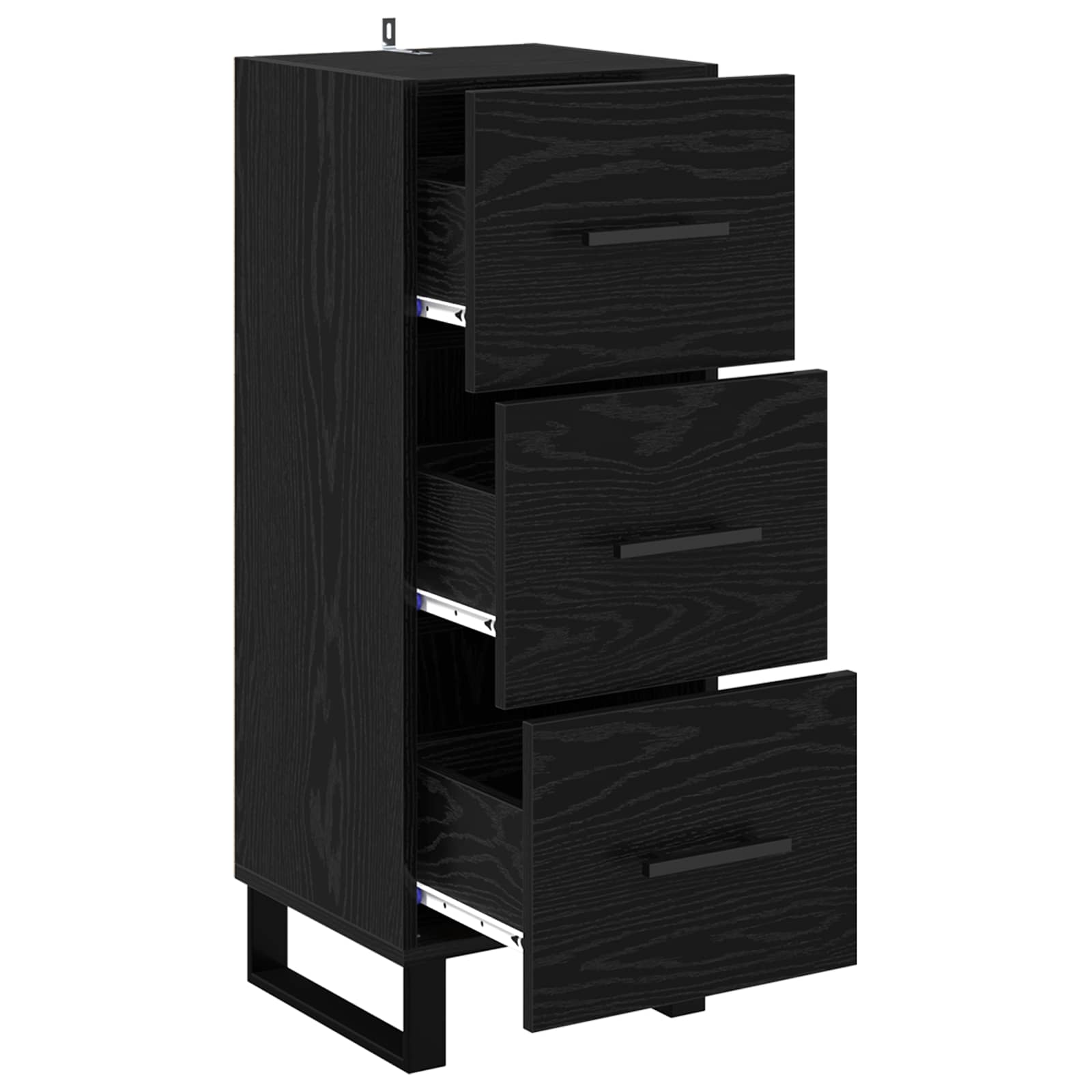 Dressoir Zwart Eiken 34,5 x 34 x 90 cm Gemonteerd hout en ijzer is nu te koop bij PeponiXL, paradijselijk wonen!