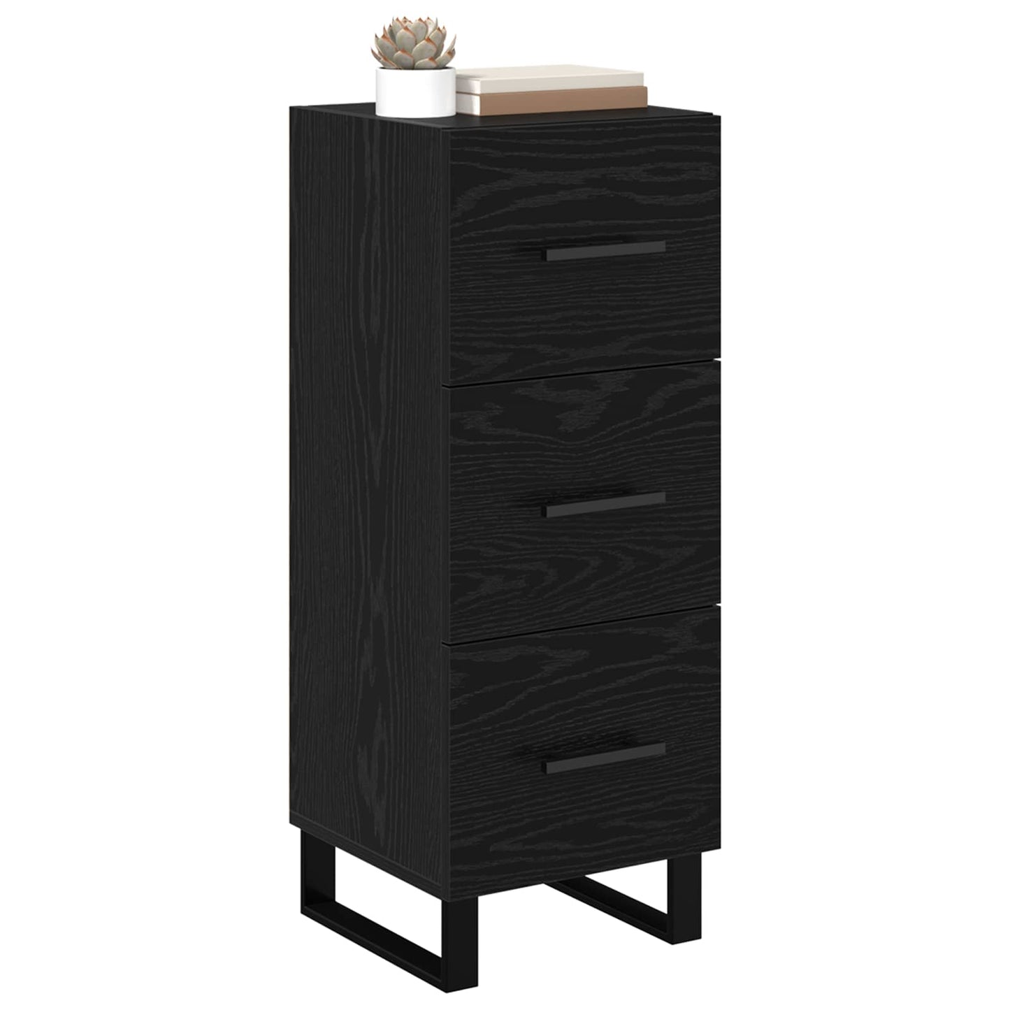 Dressoir Zwart Eiken 34,5 x 34 x 90 cm Gemonteerd hout en ijzer is nu te koop bij PeponiXL, paradijselijk wonen!
