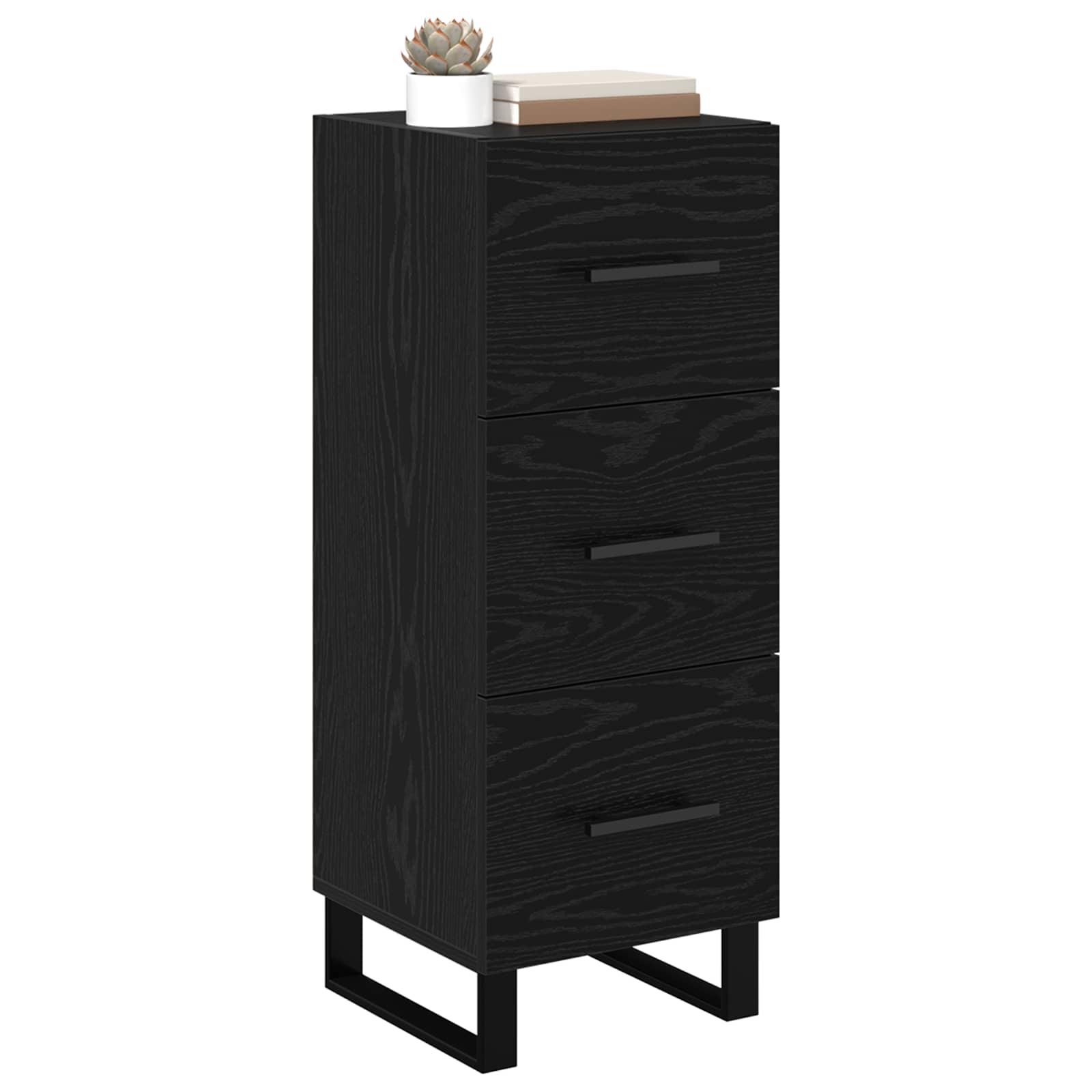 Dressoir Zwart Eiken 34,5 x 34 x 90 cm Gemonteerd hout en ijzer is nu te koop bij PeponiXL, paradijselijk wonen!