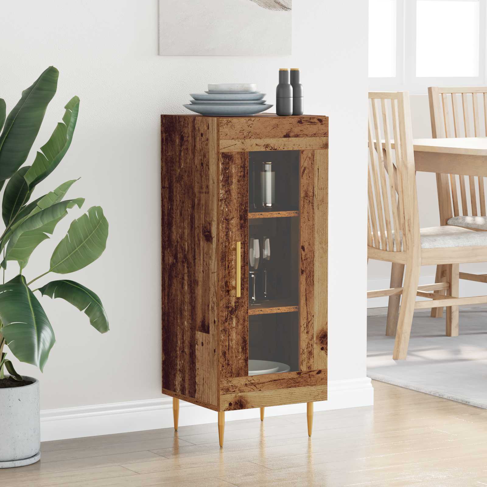 Dressoir Oud hout 34 x 34.5 x 90 cm Bewerkt hout is nu te koop bij PeponiXL, paradijselijk wonen!