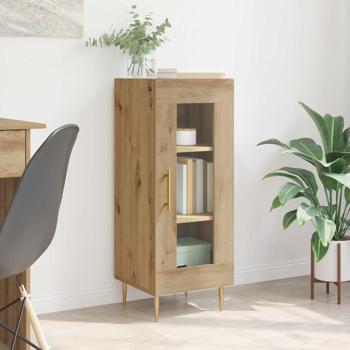 Dressoir artisanaal eikenkleurig 34 x 34.5 x 90 cm Bewerkt hout is nu te koop bij PeponiXL, paradijselijk wonen!