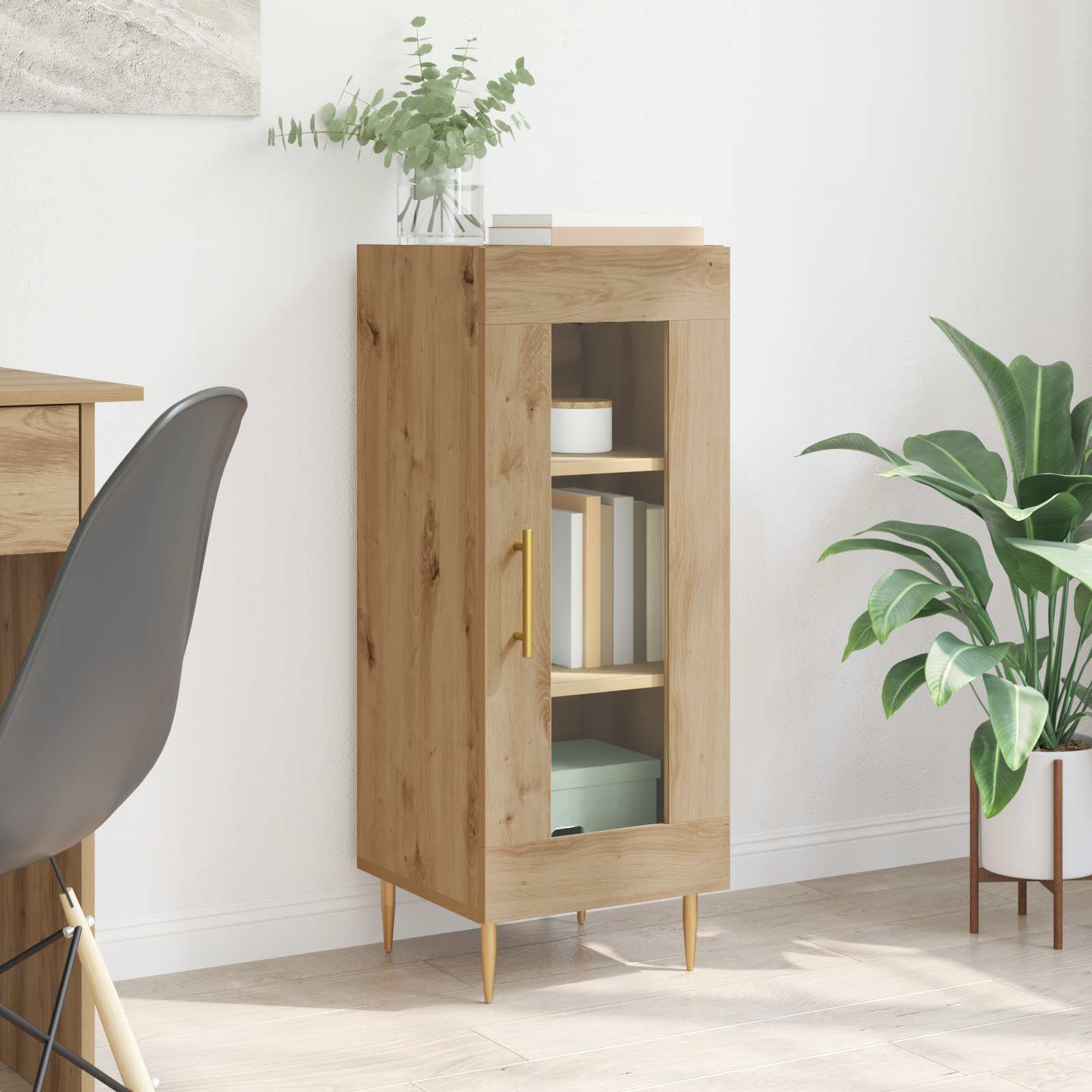 Dressoir artisanaal eikenkleurig 34 x 34.5 x 90 cm Bewerkt hout is nu te koop bij PeponiXL, paradijselijk wonen!