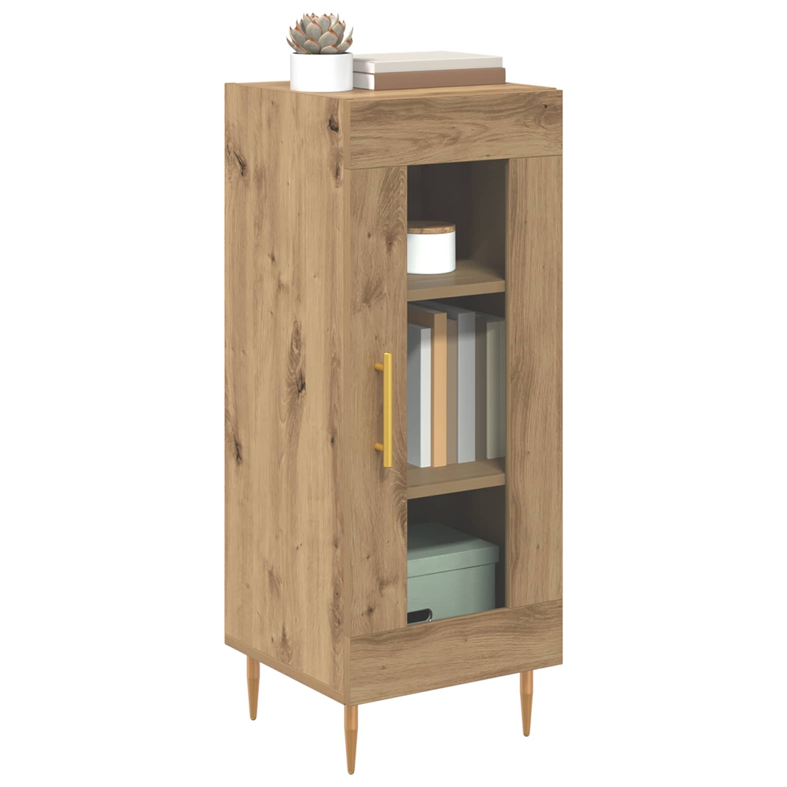 Dressoir artisanaal eikenkleurig 34 x 34.5 x 90 cm Bewerkt hout is nu te koop bij PeponiXL, paradijselijk wonen!