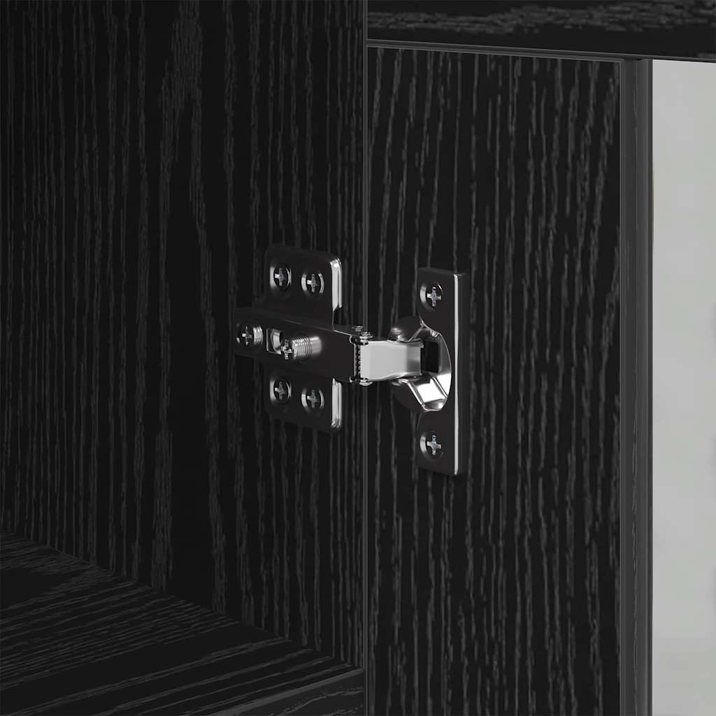 Dressoir Zwart eiken 34 x 34.5 x 90 cm Bewerkt hout is nu te koop bij PeponiXL, paradijselijk wonen!